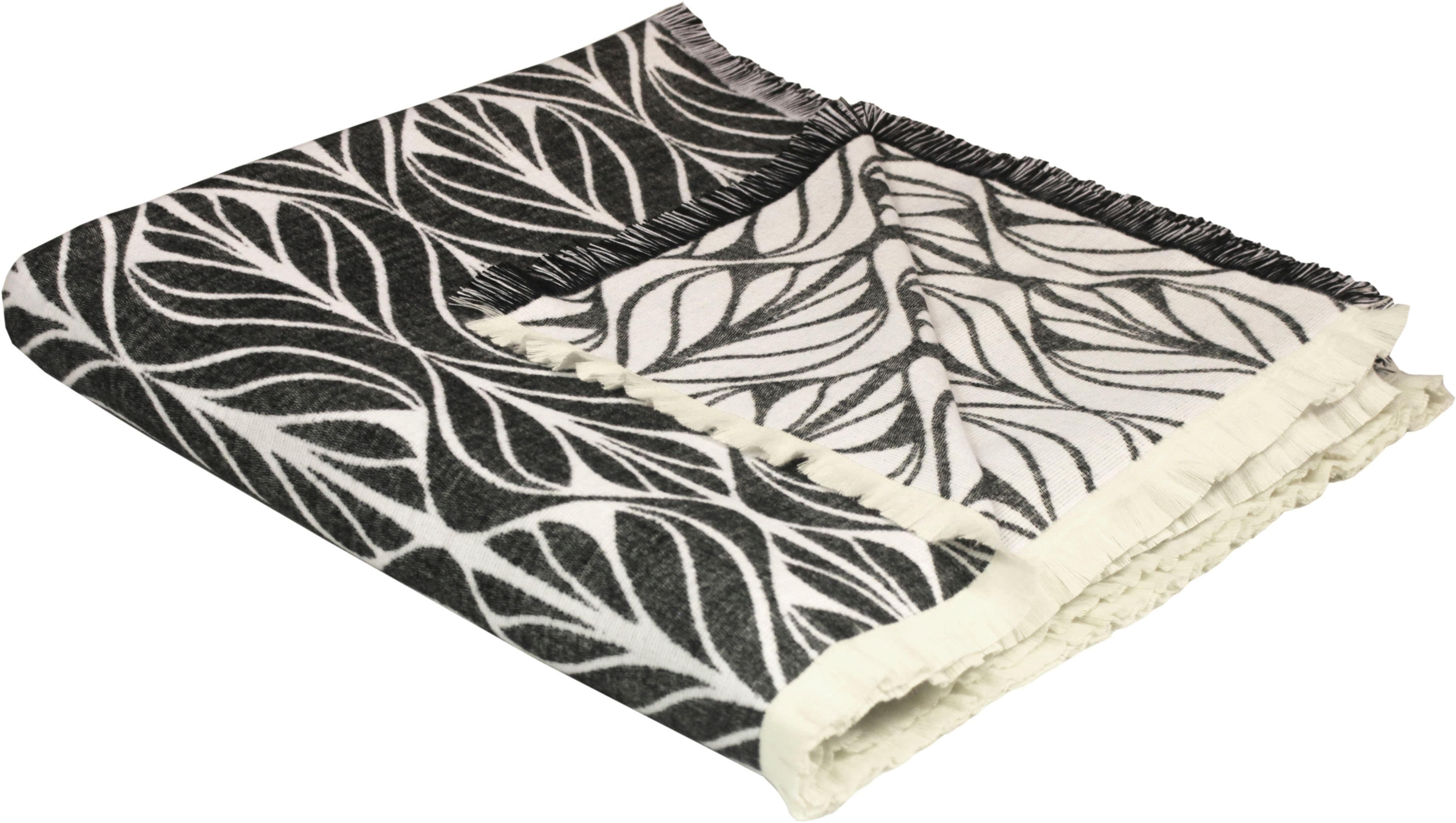 ADAM Wohndecke Wave Schwarz GOTS Bio-Baumwolle Kuscheldecke