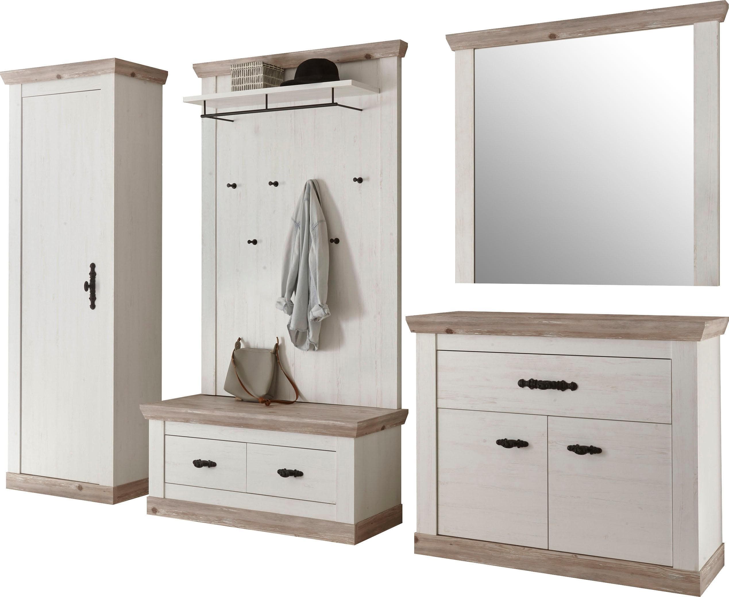 Luxuriöses Garderobenset mit Bank, Spiegel & Kommode