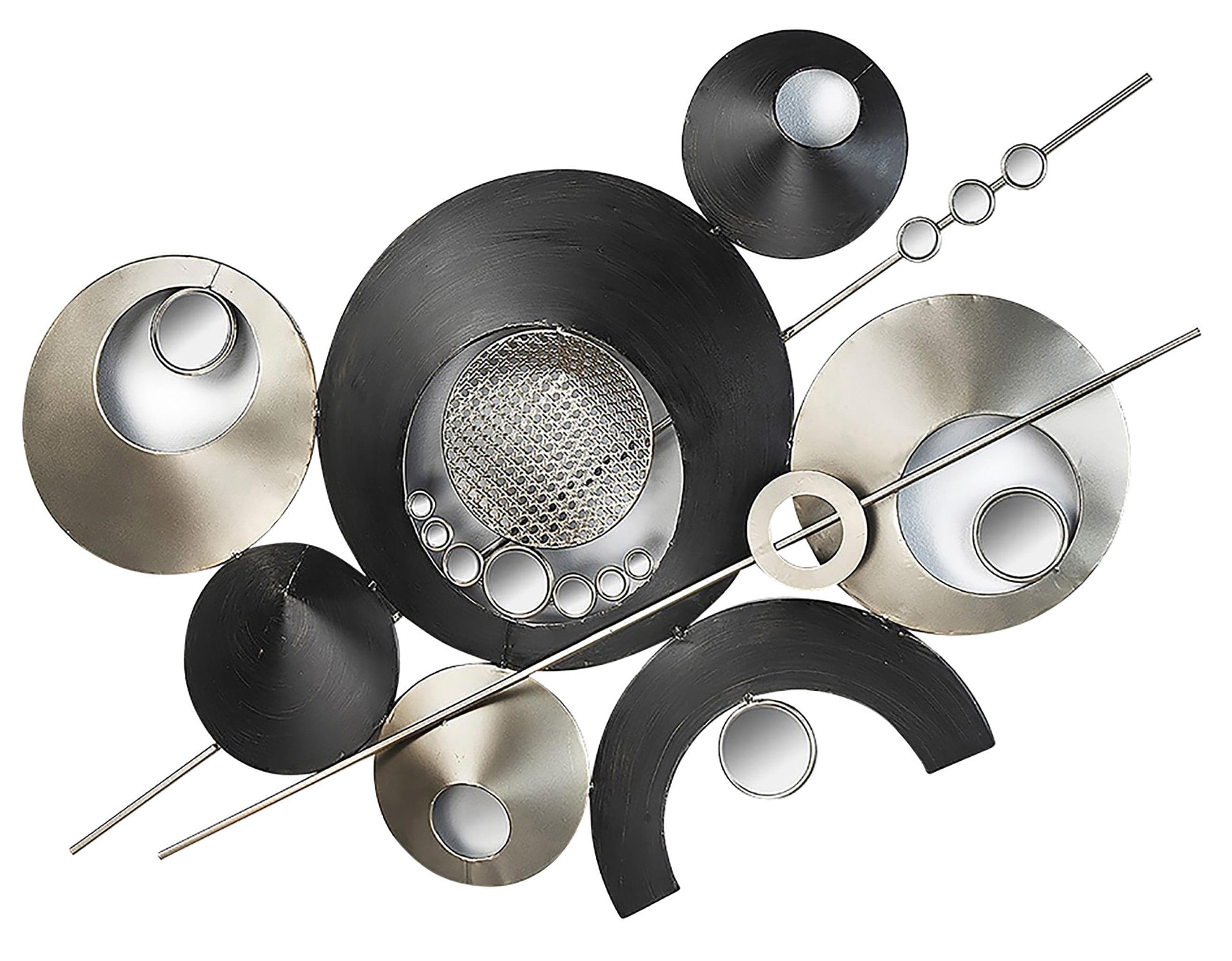 Wanddekoobjekt LOCKER Wandbild Kreise Spiegel Schwarz Metall