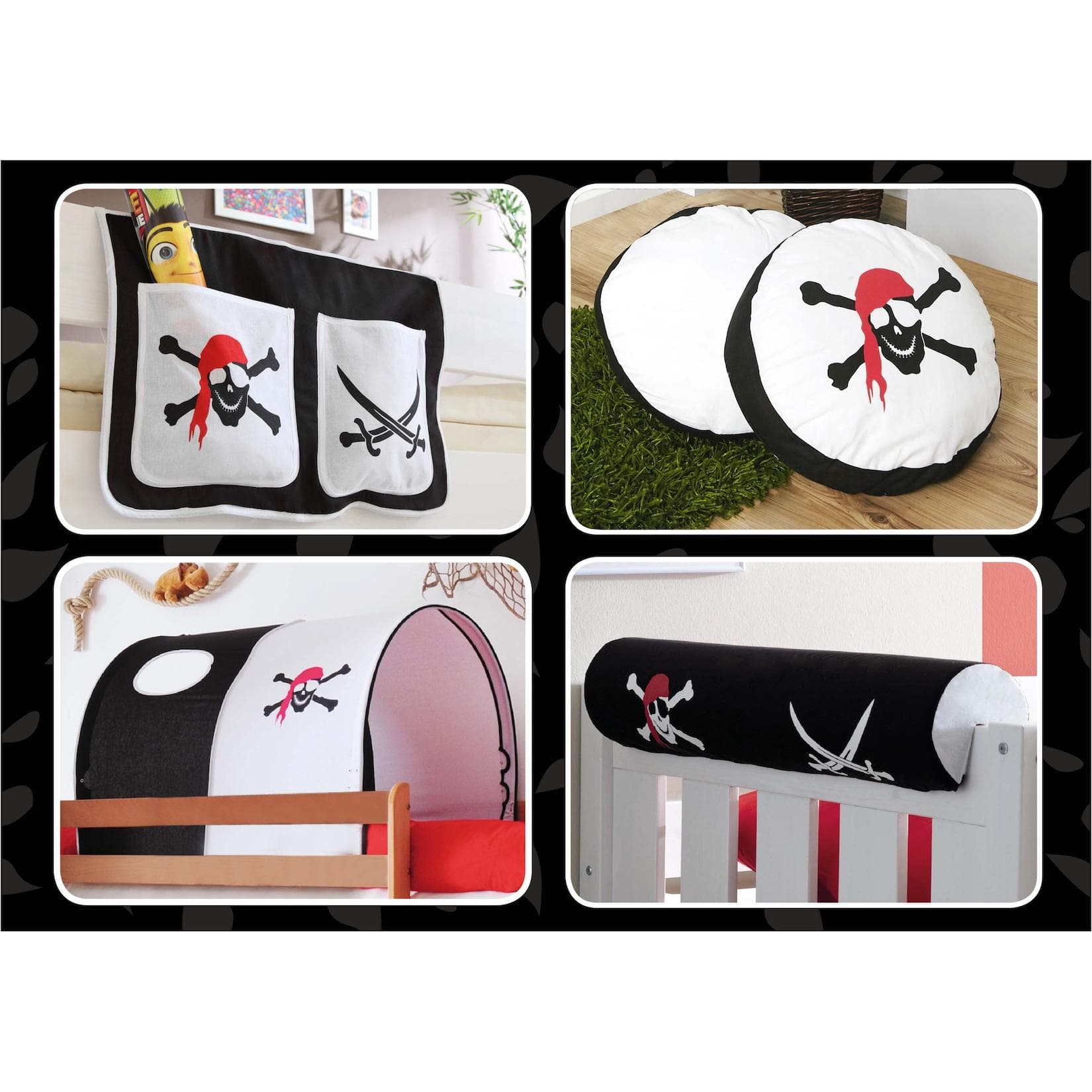 TiCAA Kinder Hochbett Zubehör Set 4-teilig Bunt