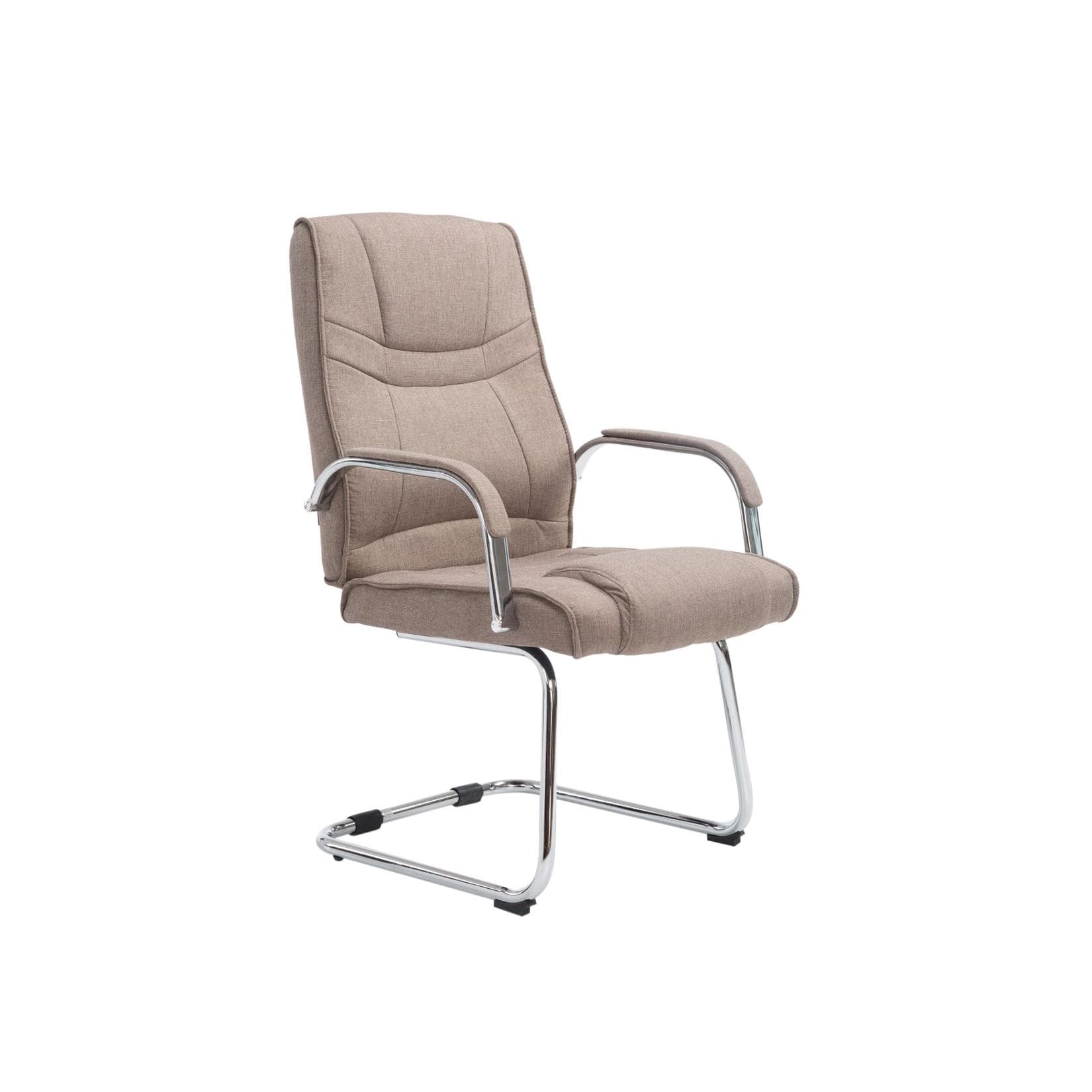 Taupe Stoff-Besucherstuhl mit Metallgestell