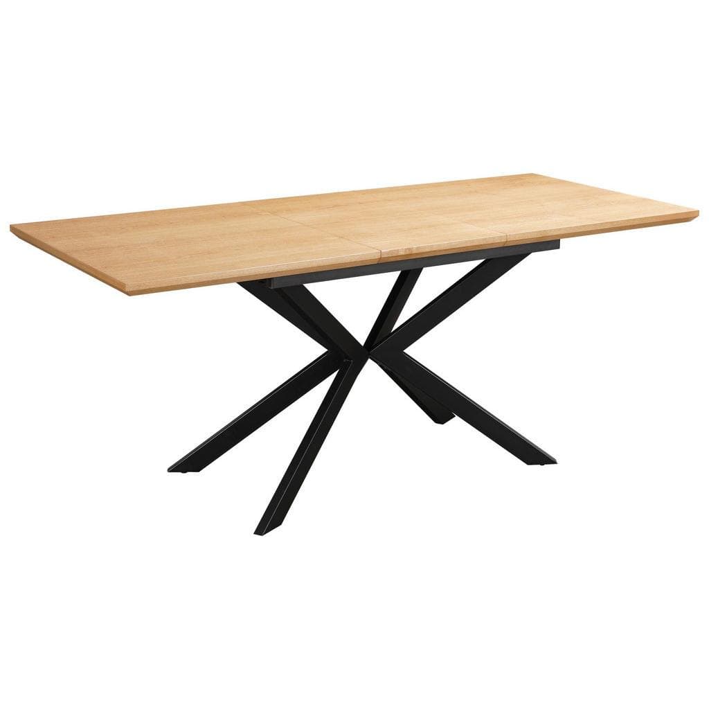 Mid.you Esstisch Natur Schwarz Metall Holzwerkstoff Rechteckig Flachrohr Ausziehbar
