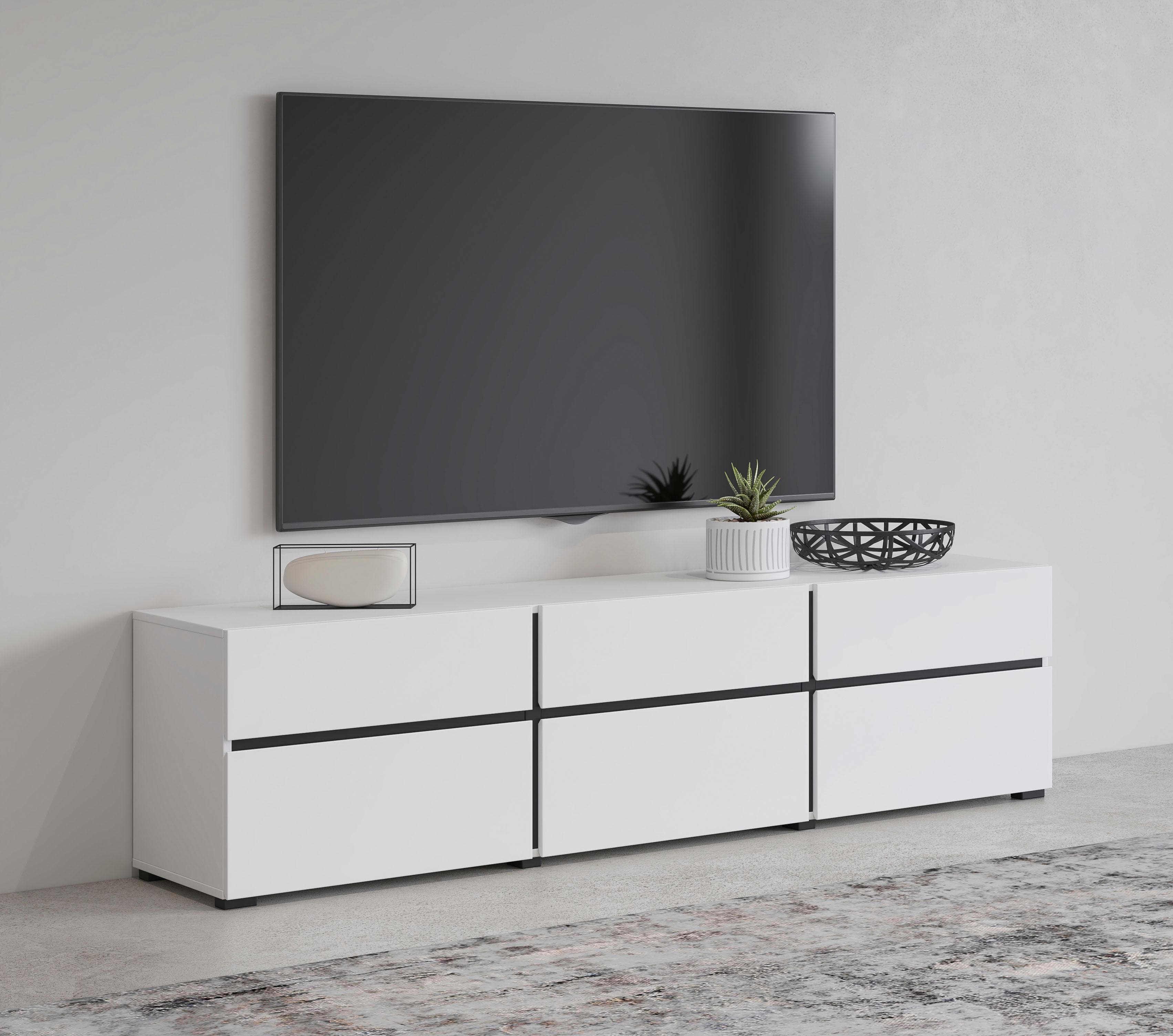 OTTO home Lowboard Cross Modernes TV-Board Weiß Schwarz