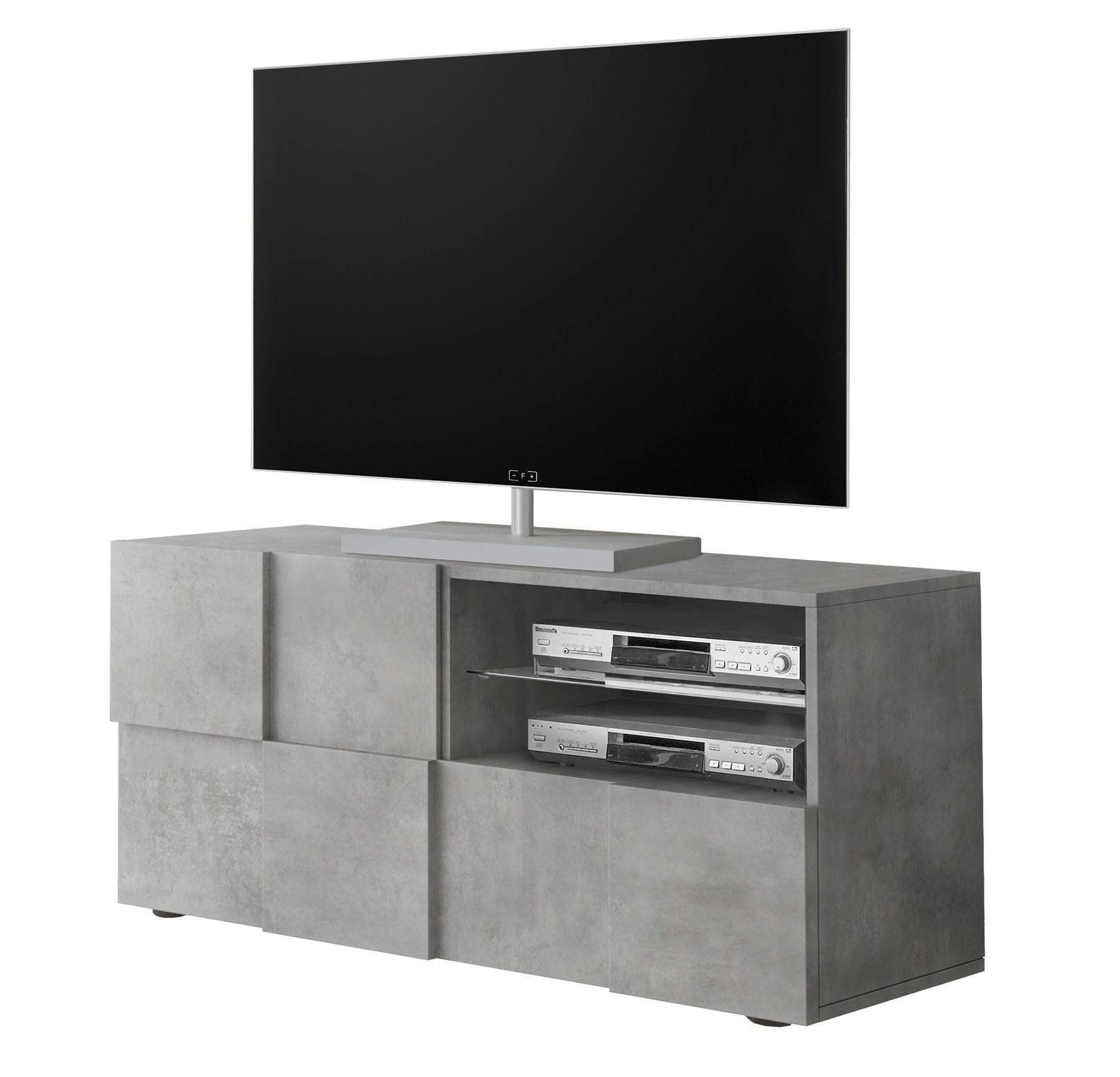 Home affaire Lowboard Dama 121 cm TV-Schrank grifflos 3D-Optik grau
