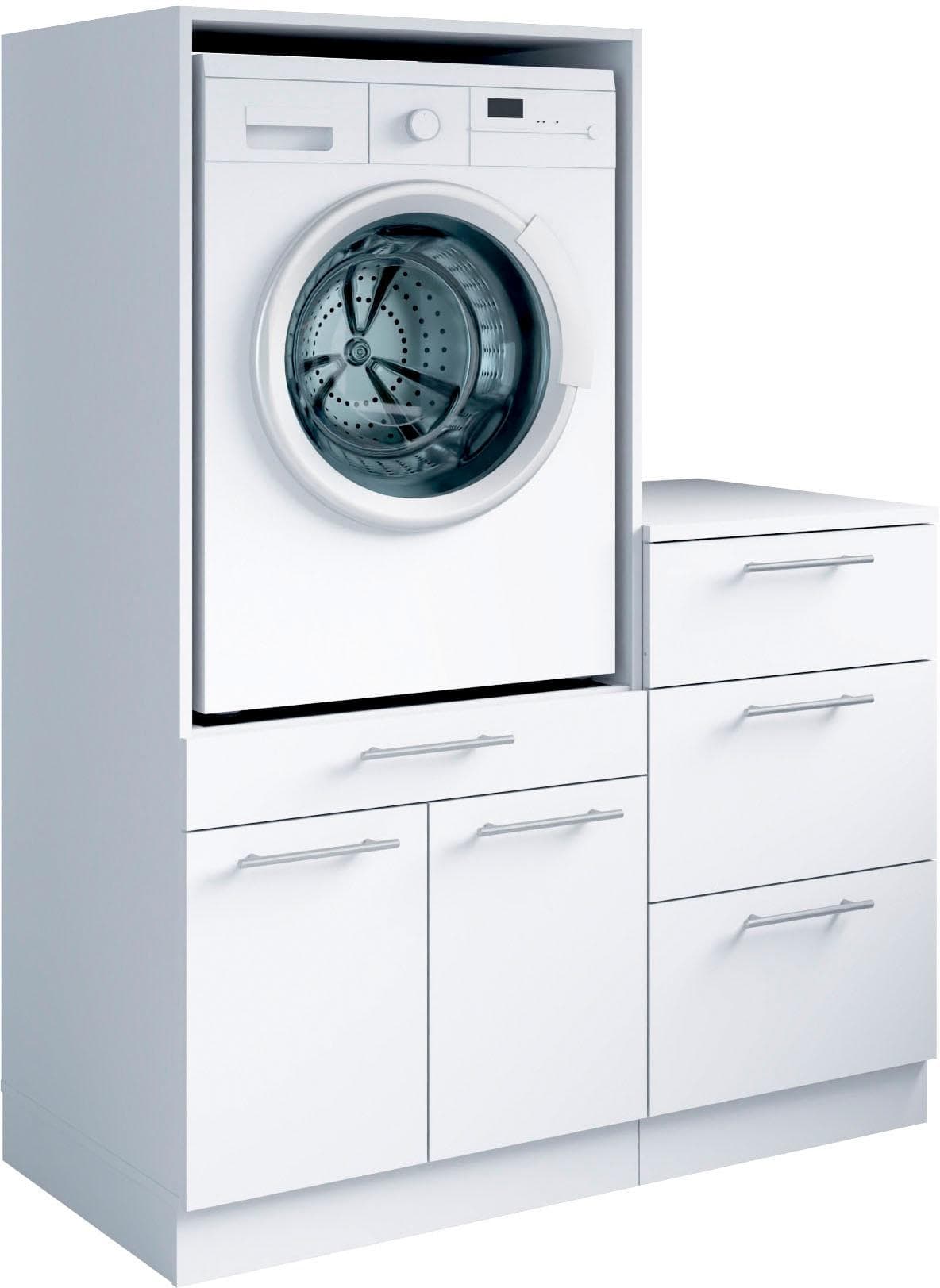Mehrzweckschrank-Set LAUNDREEZY 2-tlg. Weiß Matt Holzwerkstoff