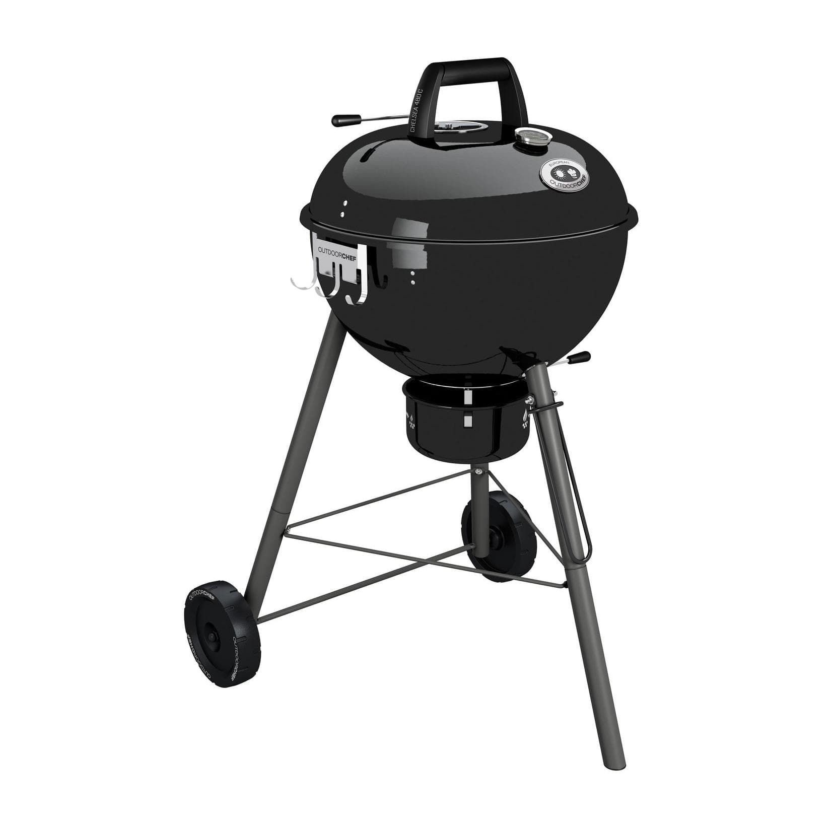 Outdoorchef Holzkohle Kugelgrill Chelsea 480 C Schwarz Slide Trichtersystem