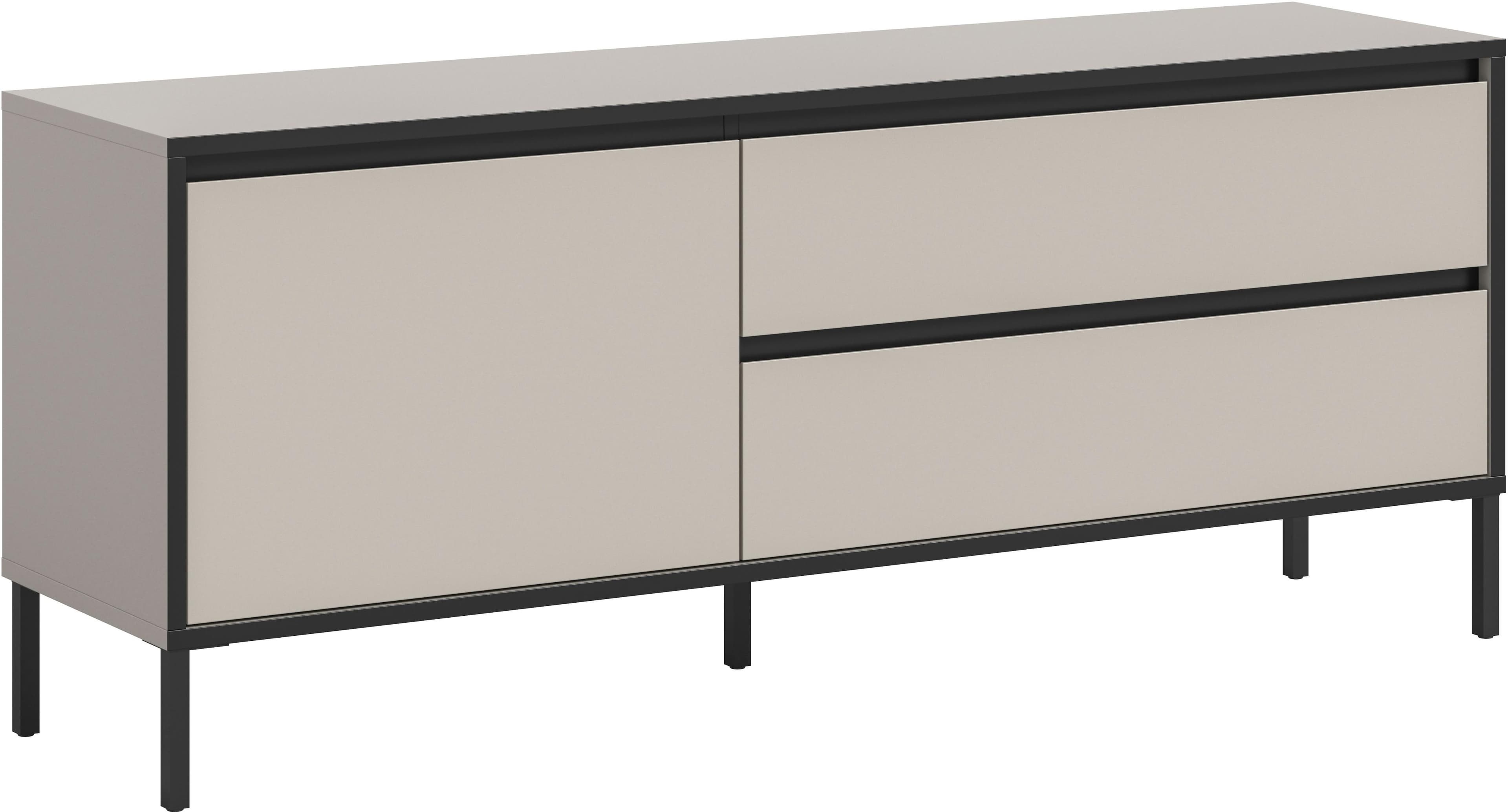 INOSIGN Lowboard NORT 150cm Metall Stabfuß 1 Klappe 2 Schubkästen