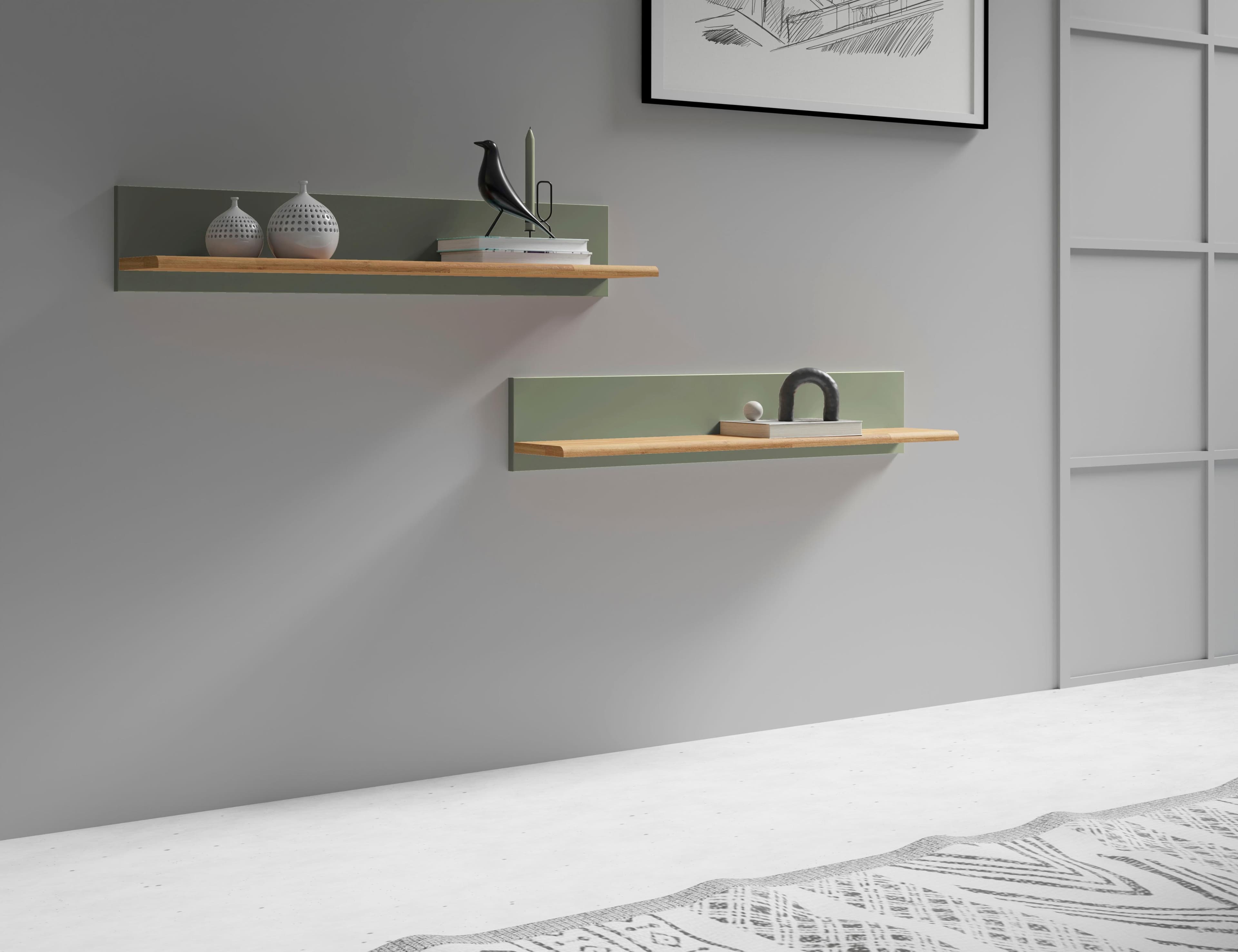 Home affaire Wandregal Ribe, 2er Set, teilmassiv mit massiver Ablagefläche, Breite: je 90 cm