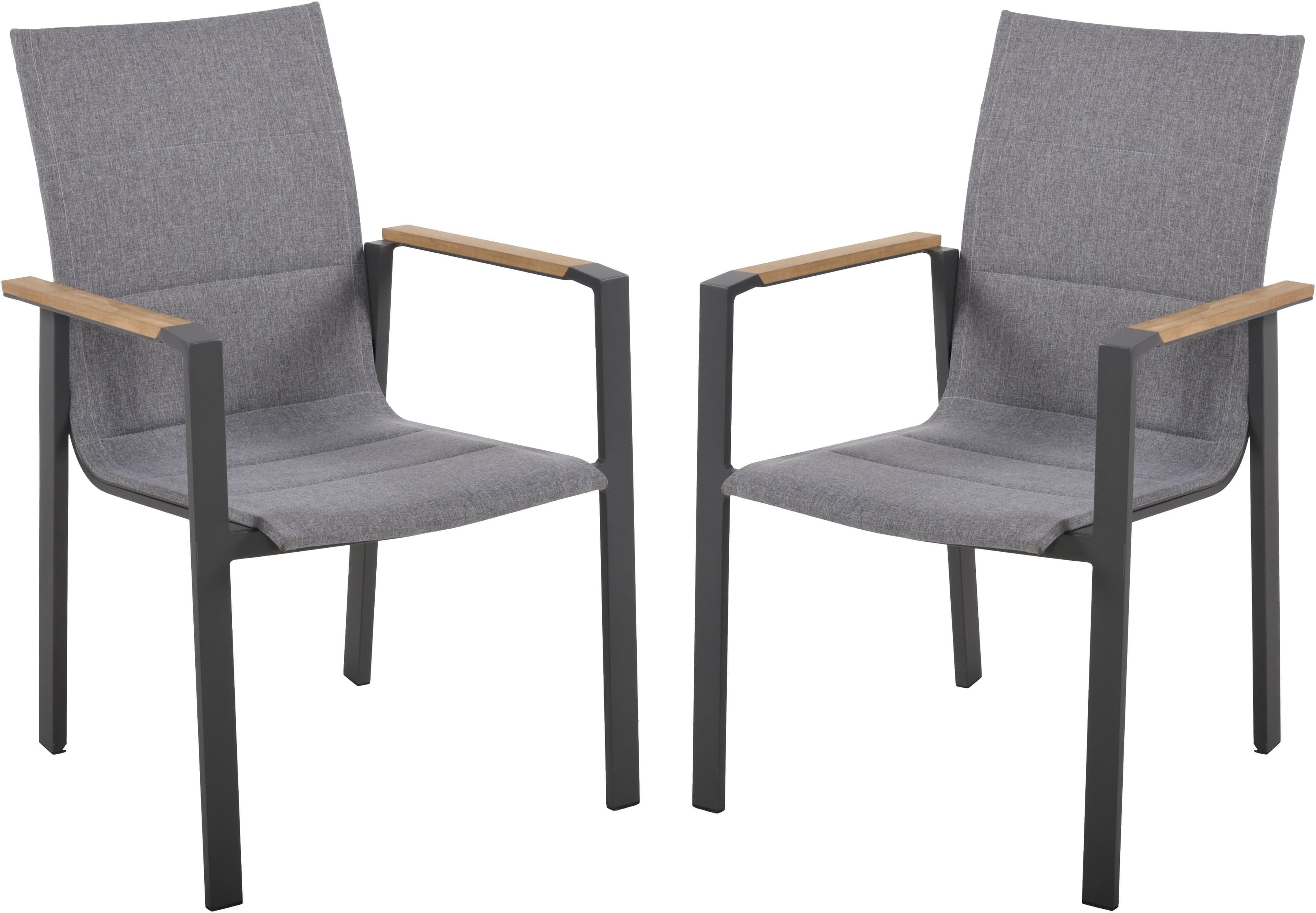 Wetterfeste Stapelstühle aus Teakholz (2er-Set)