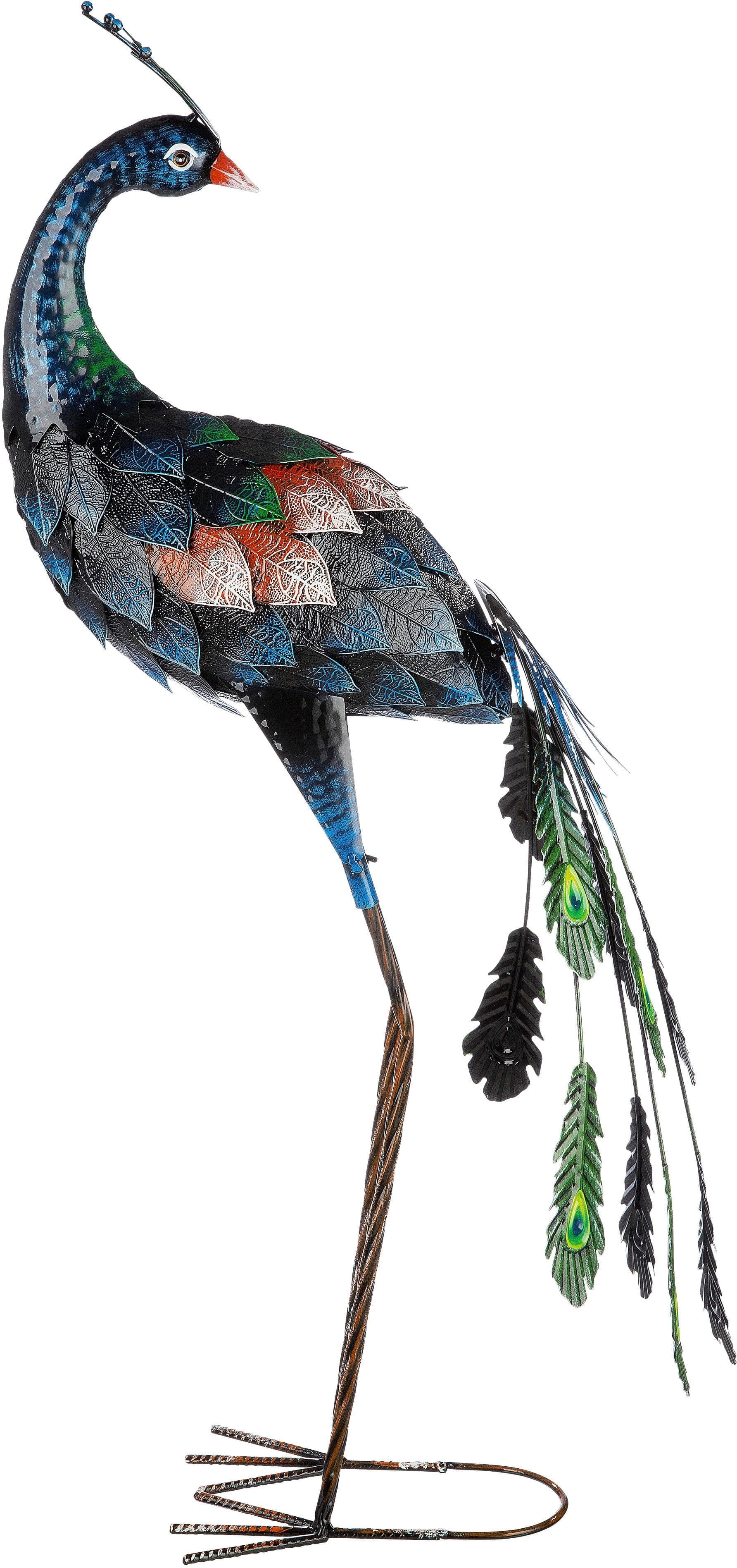 GILDE Tierfigur Pfau bunt Metall Dekofigur