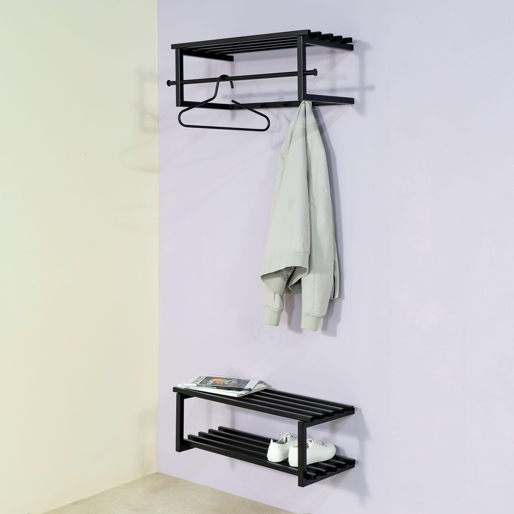 SPINDER DESIGN MARCO Wandgarderobe Schwarz mit 5 Haken