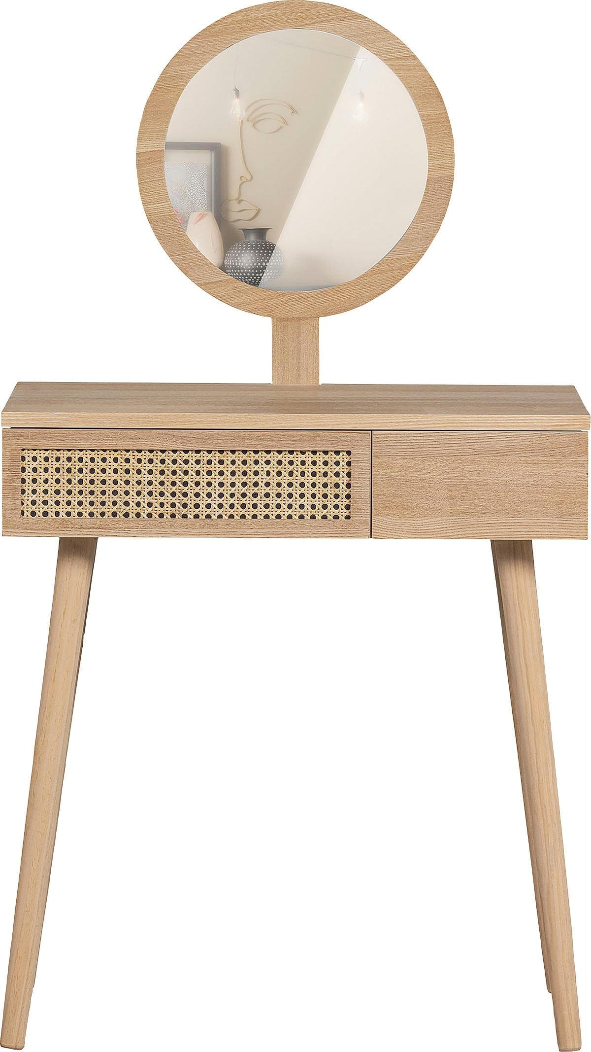 WOOOD Schminktisch Soof Beige mit Spiegel und Schubladen