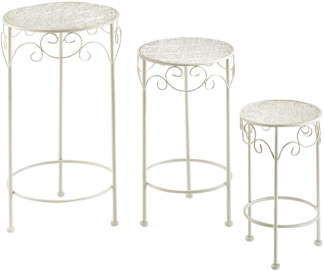 Locker Blumenständer, rund aus Metall, cream (3er Set)