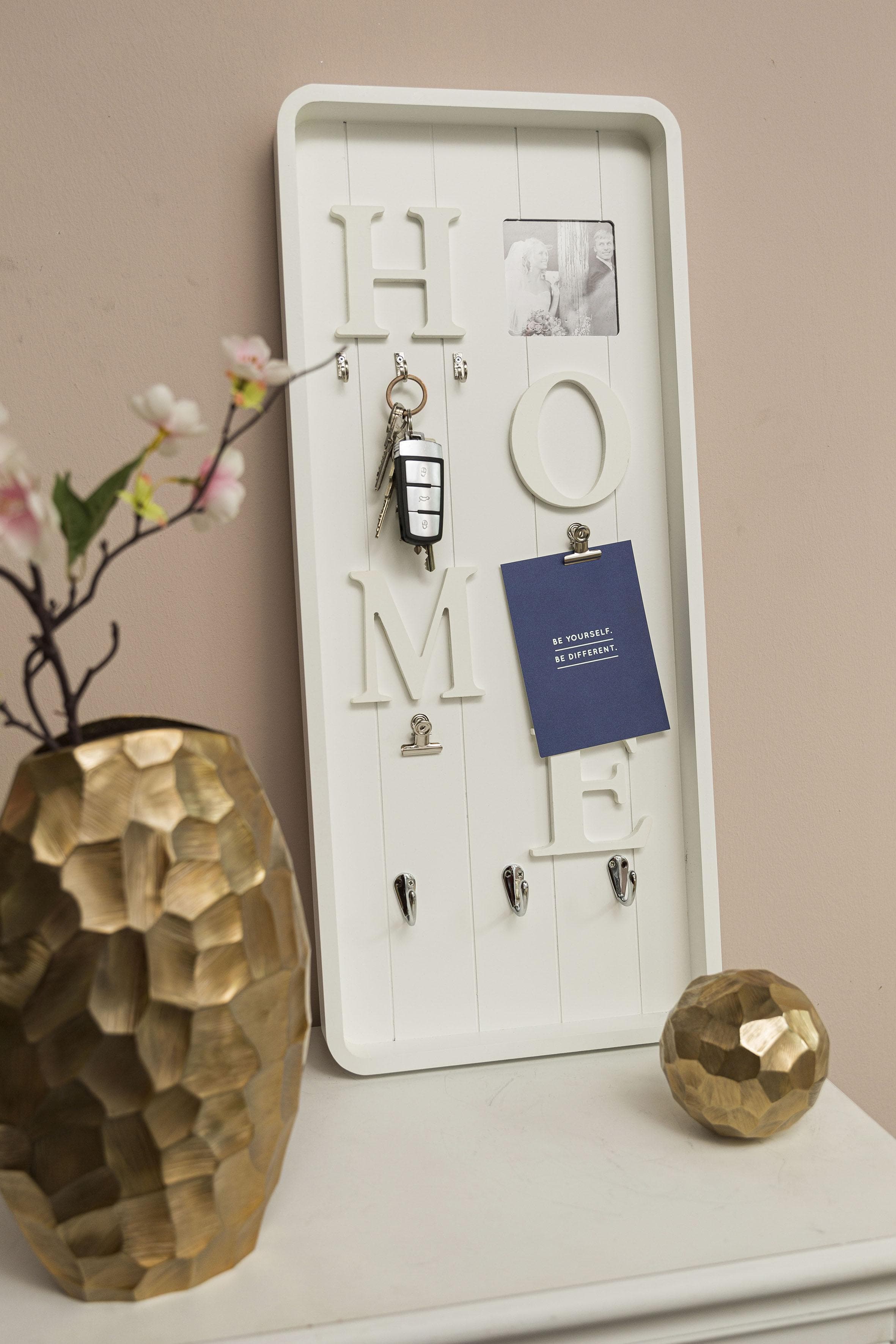 Myflair Valerina Memoboard Weiß: Schlüsselbrett mit Klemmen und Haken