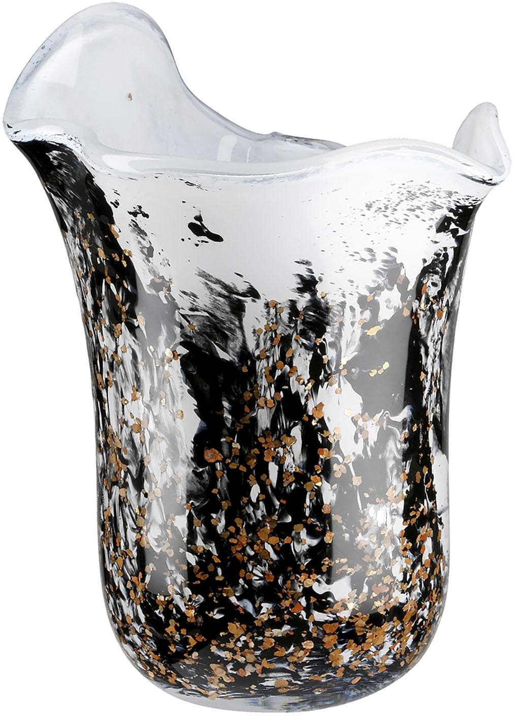 GILDE Tischvase Petunia Schwarz-Weiß Glas