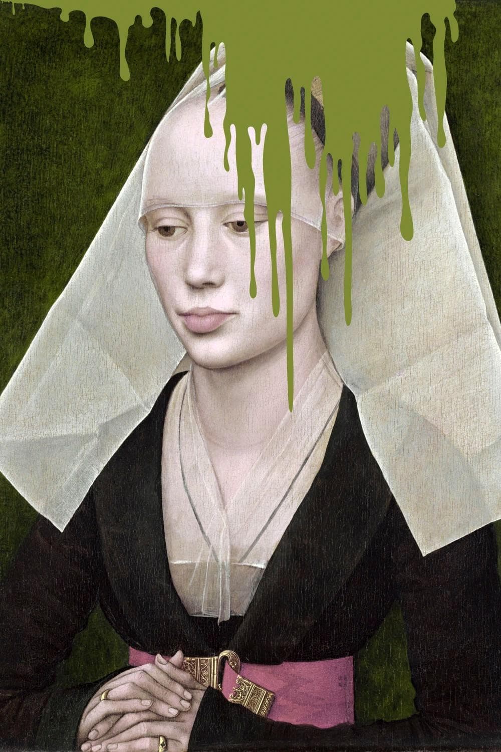 QUEENCE Acrylglasbild Nonne Grün