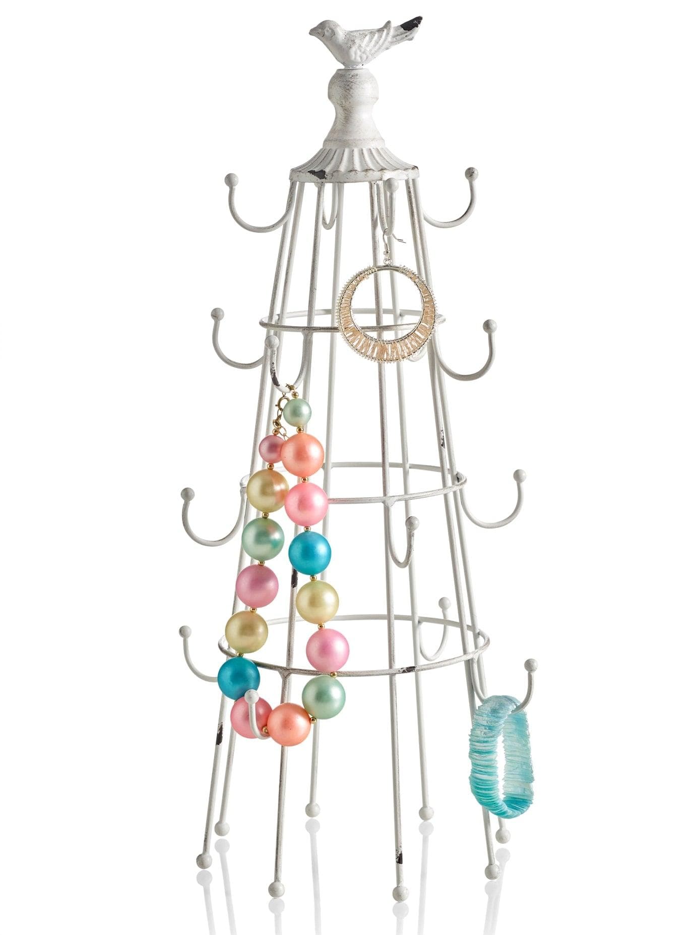 Schmuckständer Weiß Metall Mit Vögelchen 50cm