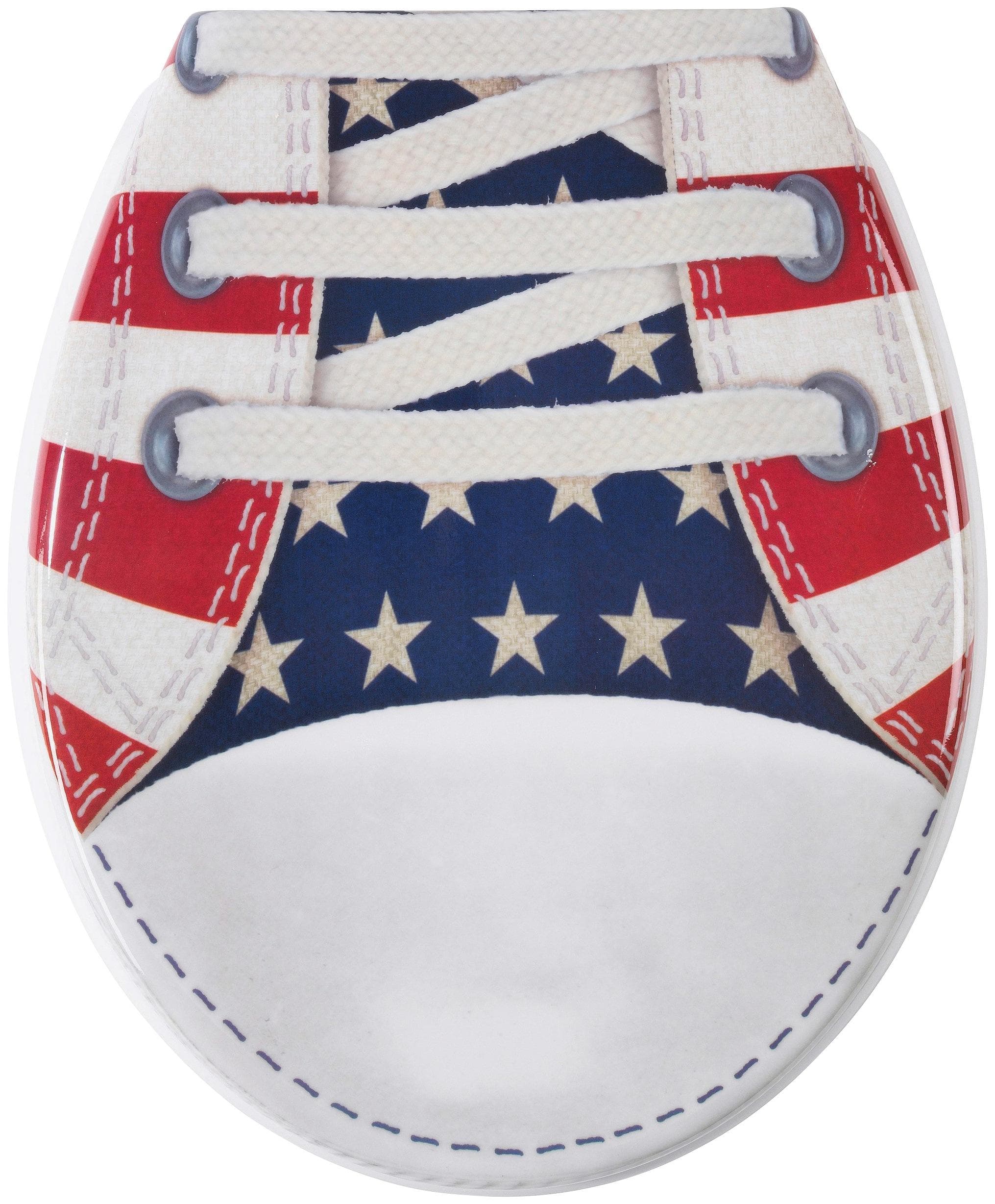 Klassischer WC-Sitz aus Keramik in Weiß mit Motiv