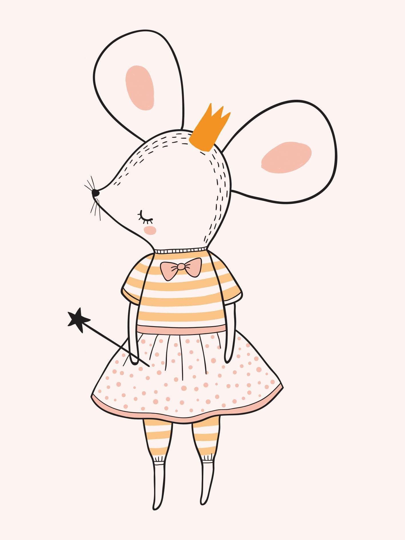 Lüttenhütt Leinwandbild Mäusefee Maus Rosa 30x40 cm