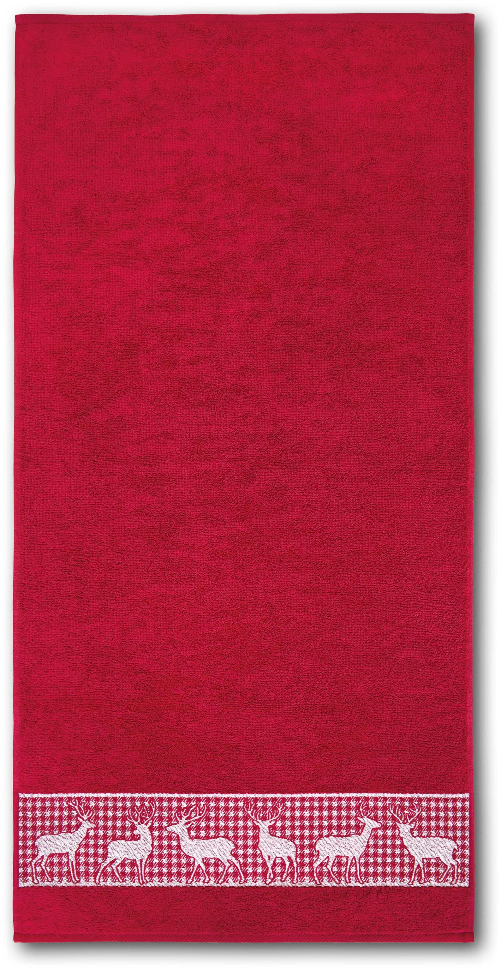 DYCKHOFF Handtuch Hirschparade Granat Frottier 50x100cm Made in Germany