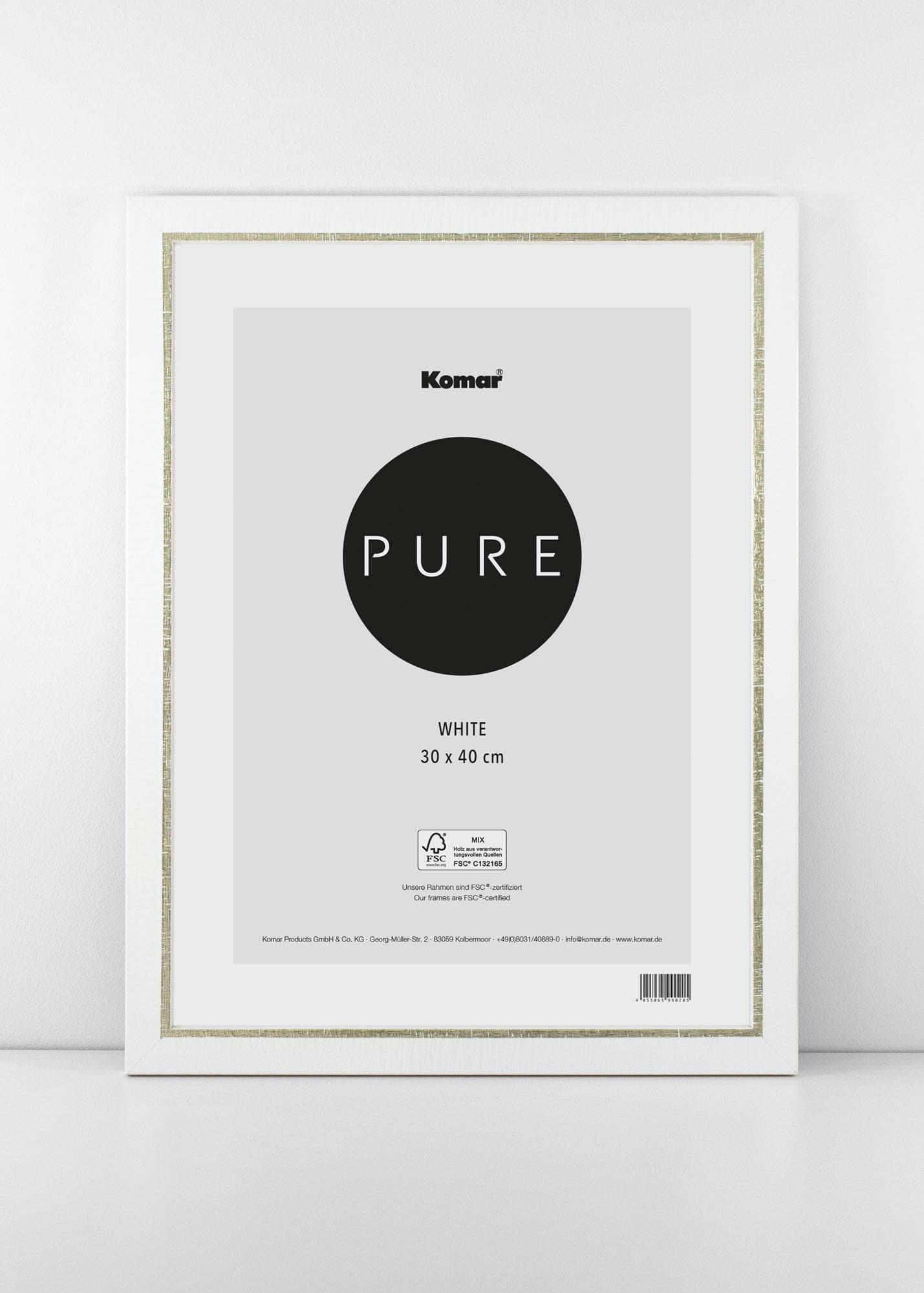 KOMAR Bilderrahmen Elegant Weiß/Gold 30x40 cm Holzwerkstoff