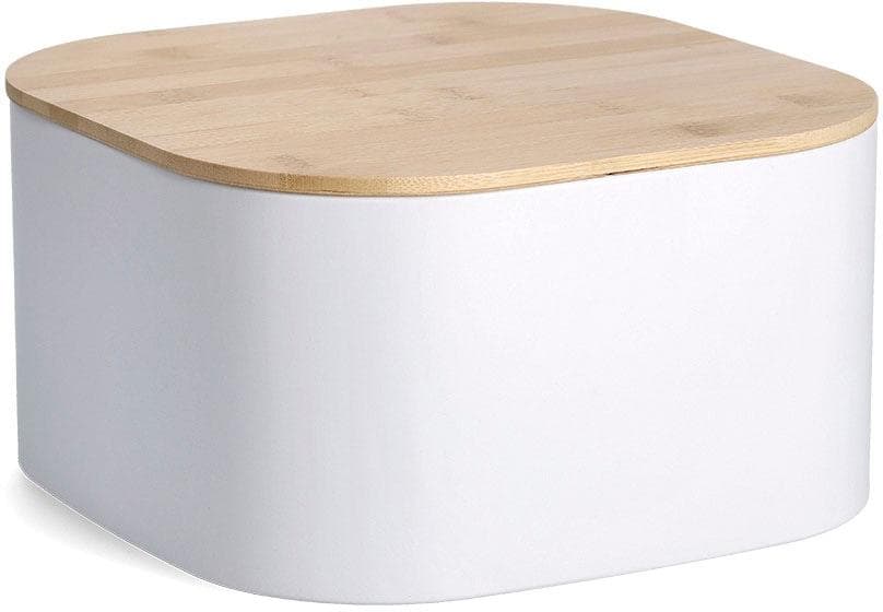 Brotkasten ZELLER PRESENT weiß mit Bambusdeckel
