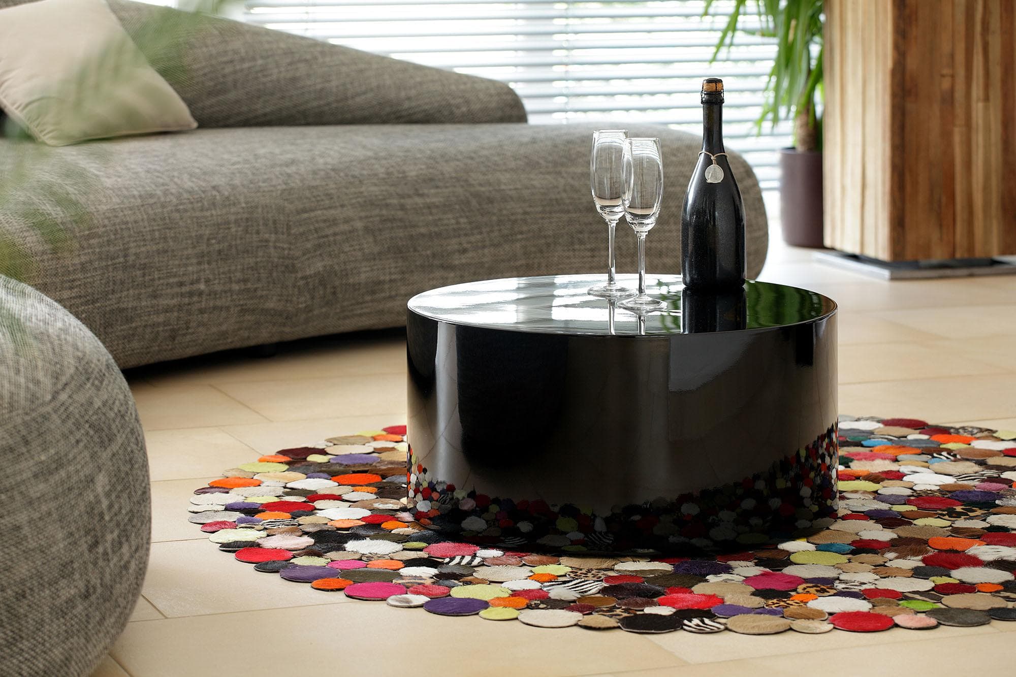 Salesfever Design-Couchtisch Schwarz Hochglanz Rund