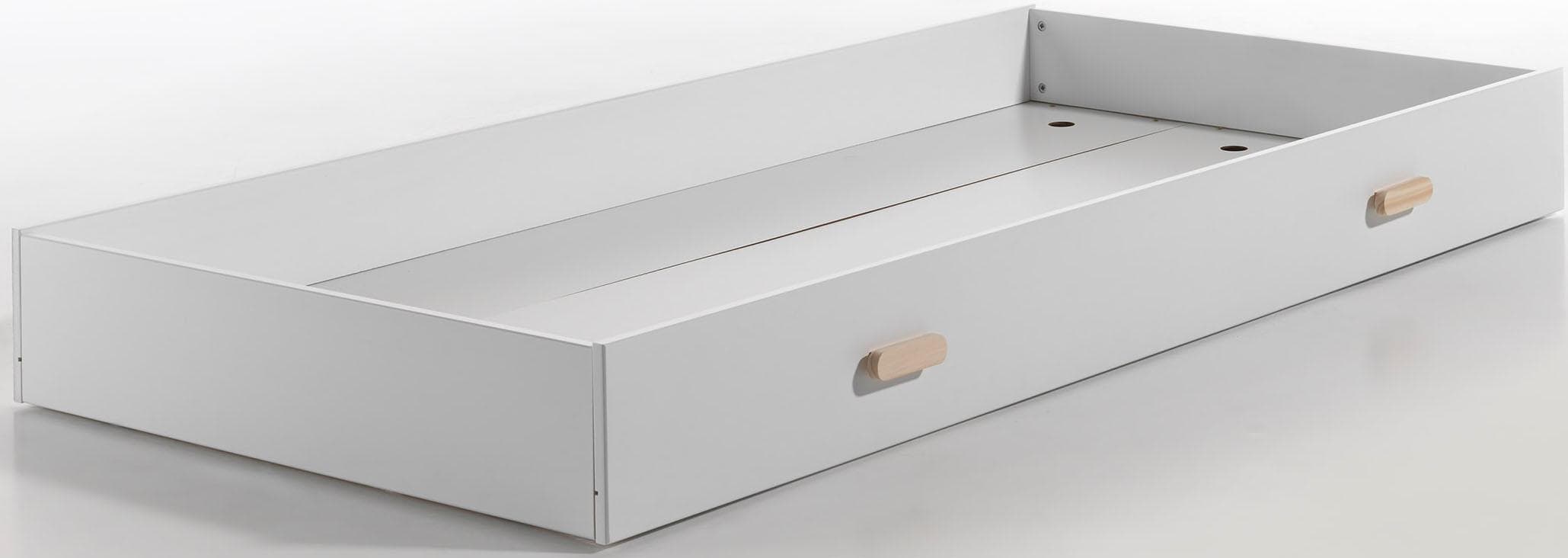 Massivholz Bettschubkasten mit Schublade - Weiß