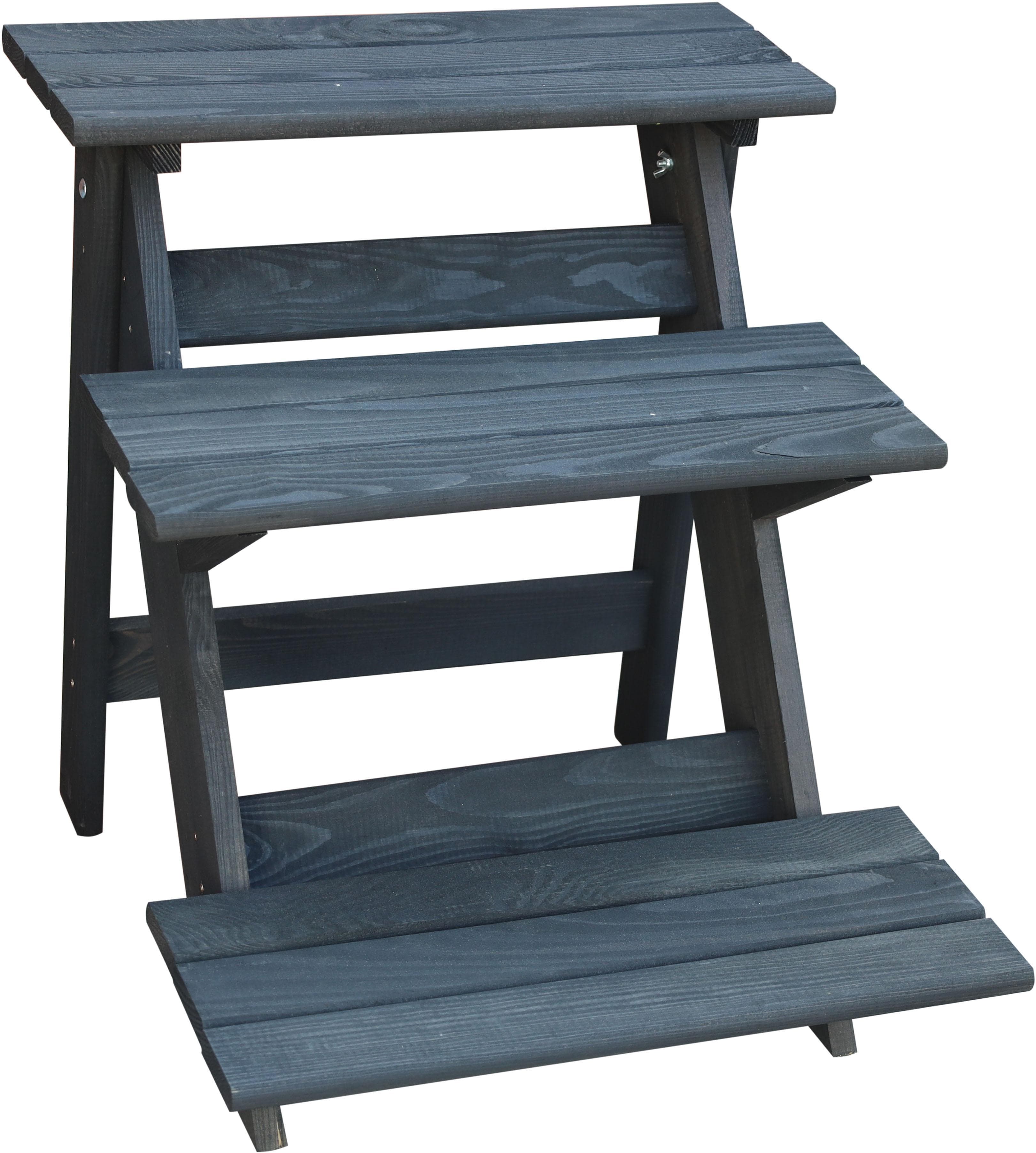 Promadino Blumenständer Blumentreppe Anthrazit Kiefer Frostbeständig