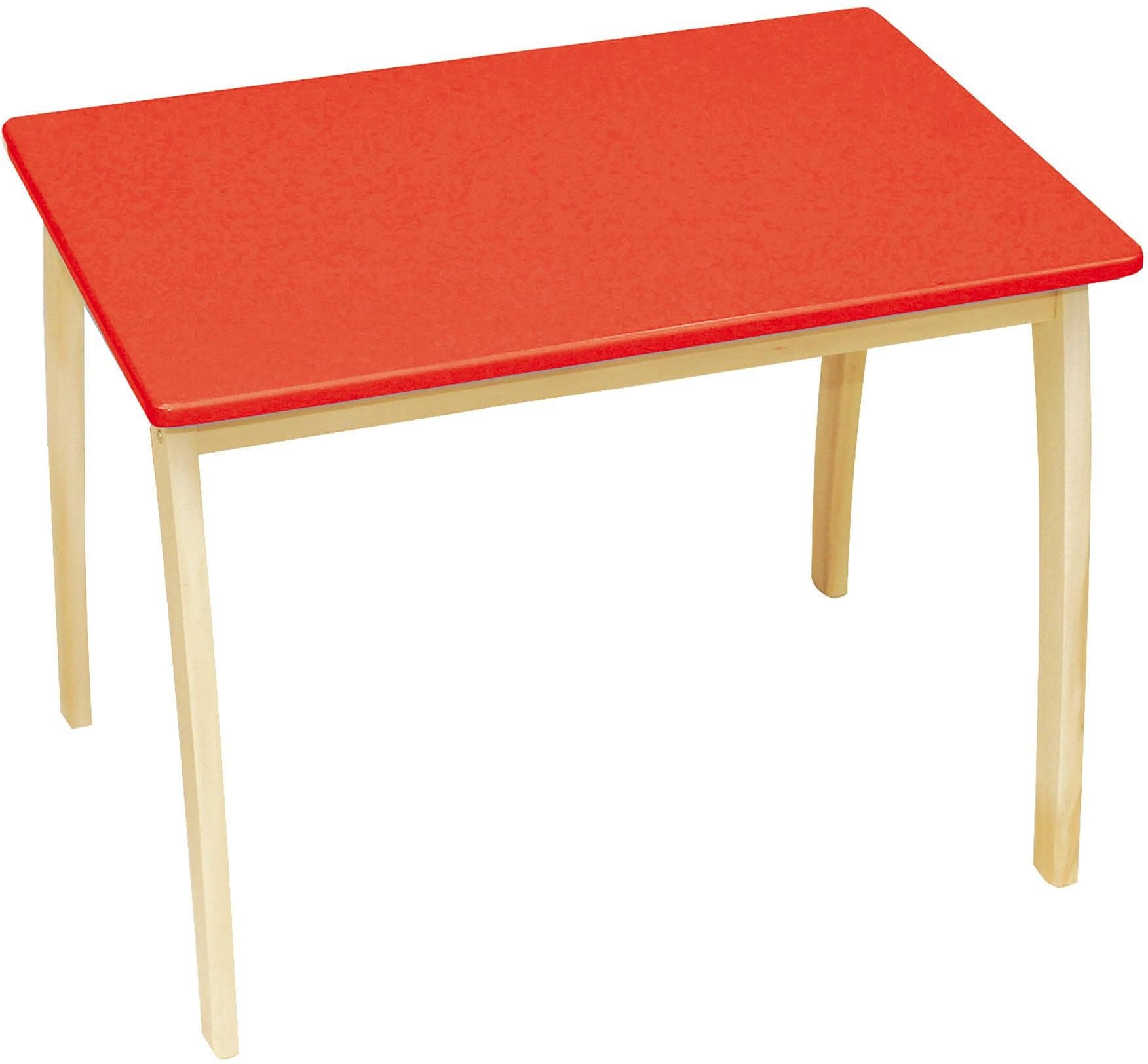 ROBA Kindertisch rot - Massivholz & MDF, 76x56x52cm