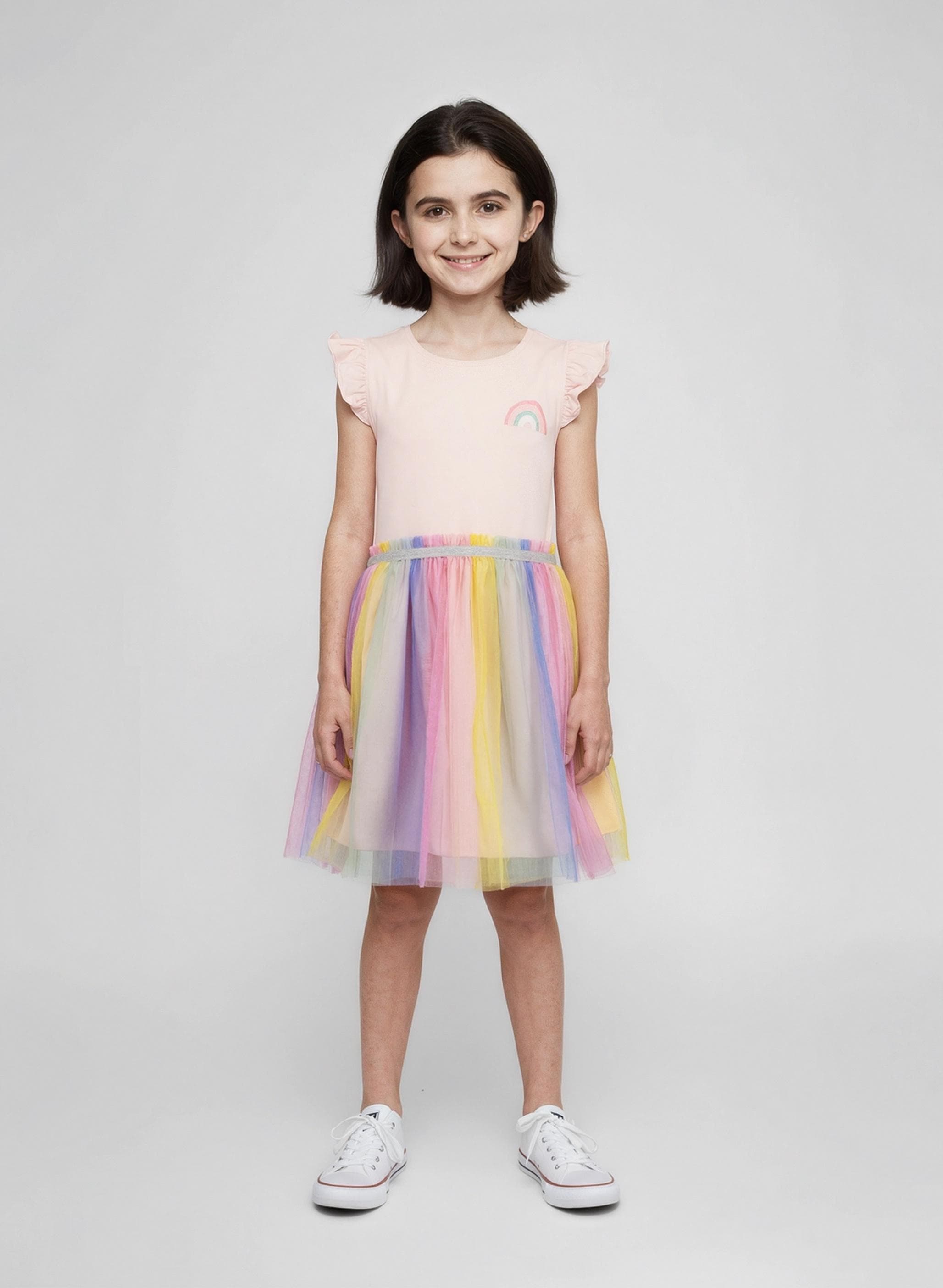 Jerseykleid BLUE SEVEN Mädchen Gr. 116 Rosa Tüllrock