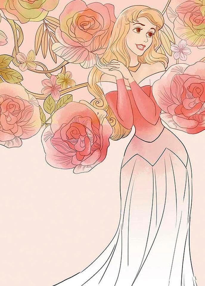 KOMAR Bild Sleeping Beauty Roses bunt Wandbild Kinderzimmer