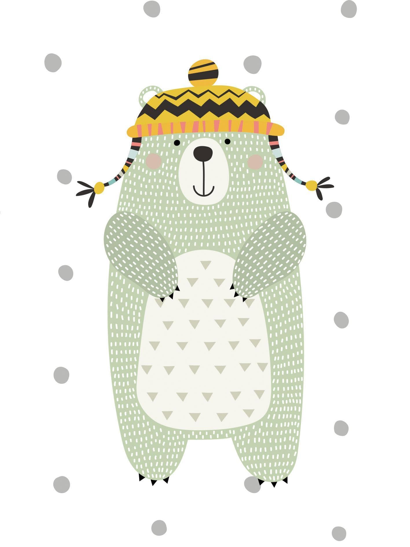 Lüttenhütt Leinwandbild Bär mint Premium Holzrahmen