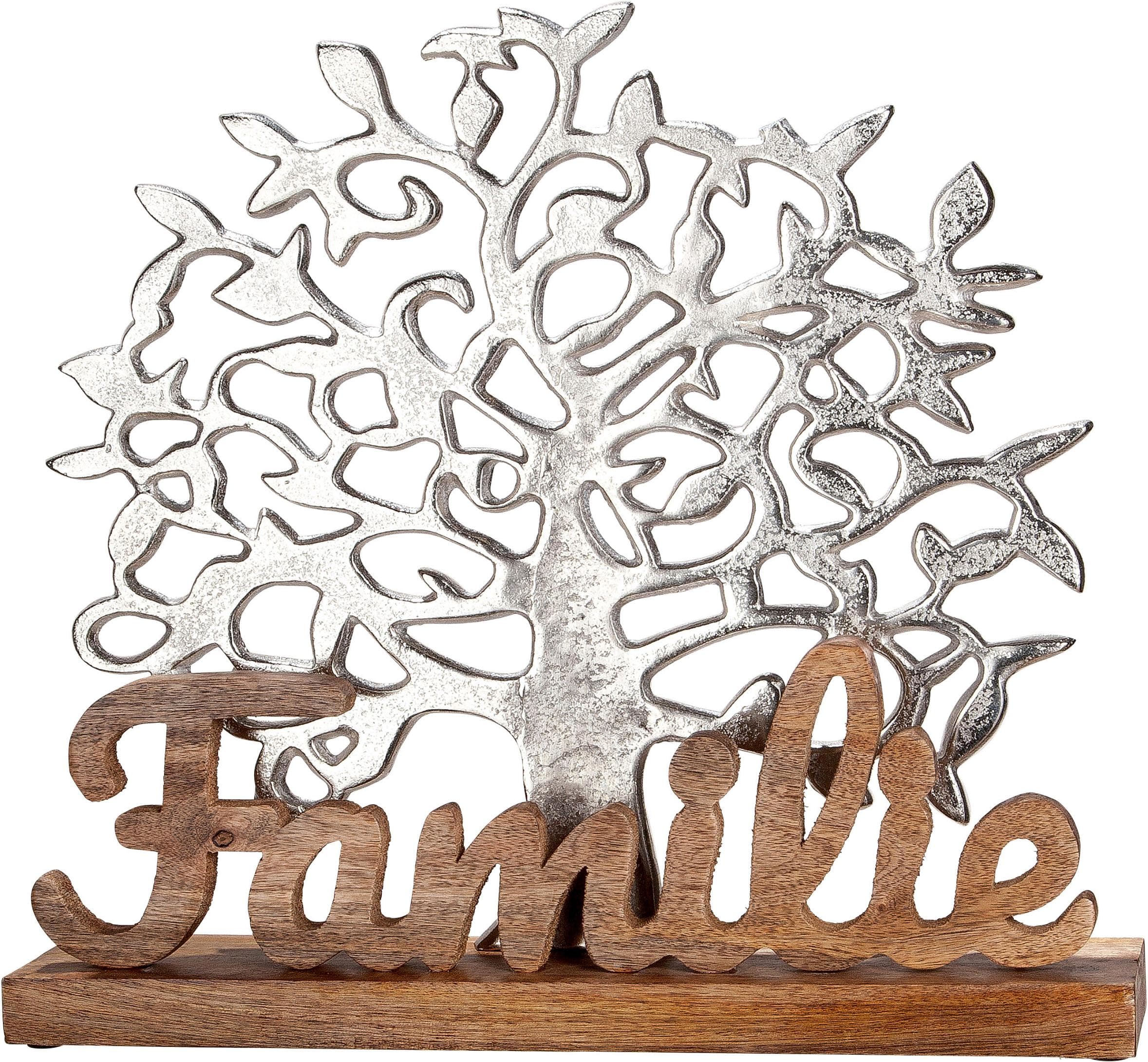 GILDE Dekofigur Lebensbaum Familie Silber