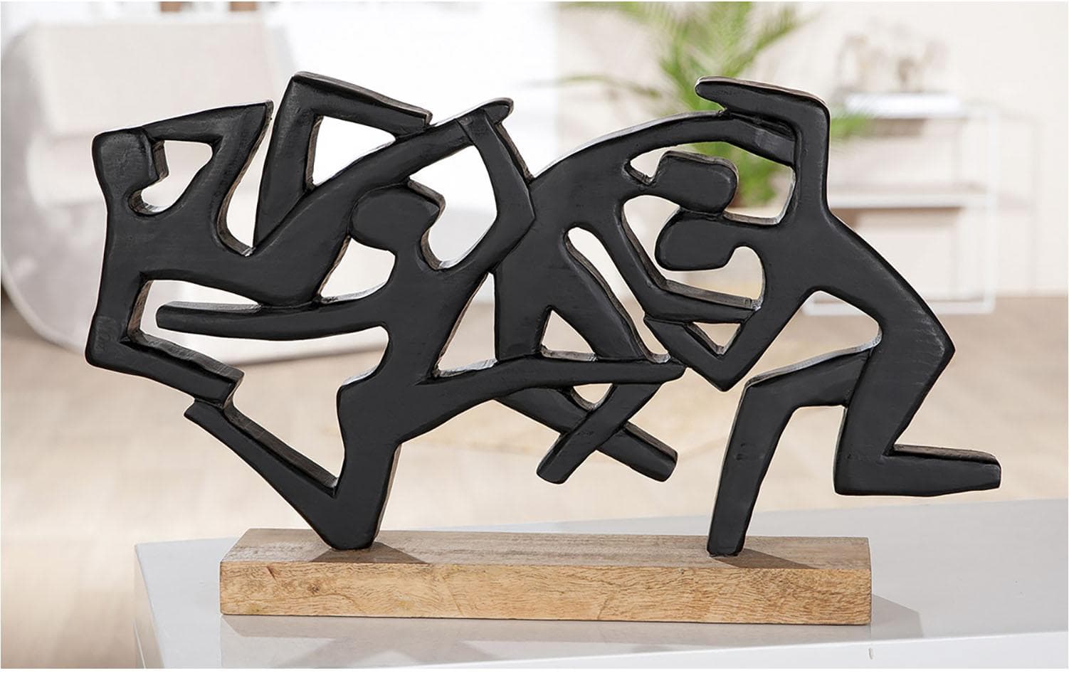 CASABLANCA BY GILDE Dekofigur Acrobatics Massivholz Schwarz Beige