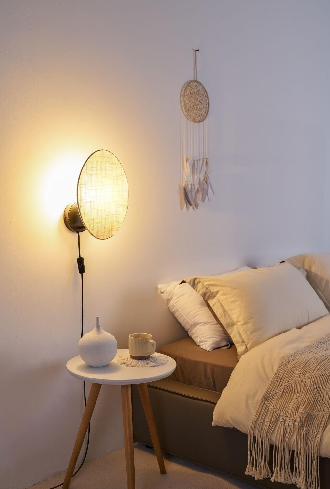 Pauleen Boho Wandleuchte Dream: Metall/Stoff, Schwarz/Beige, E27 Fassung