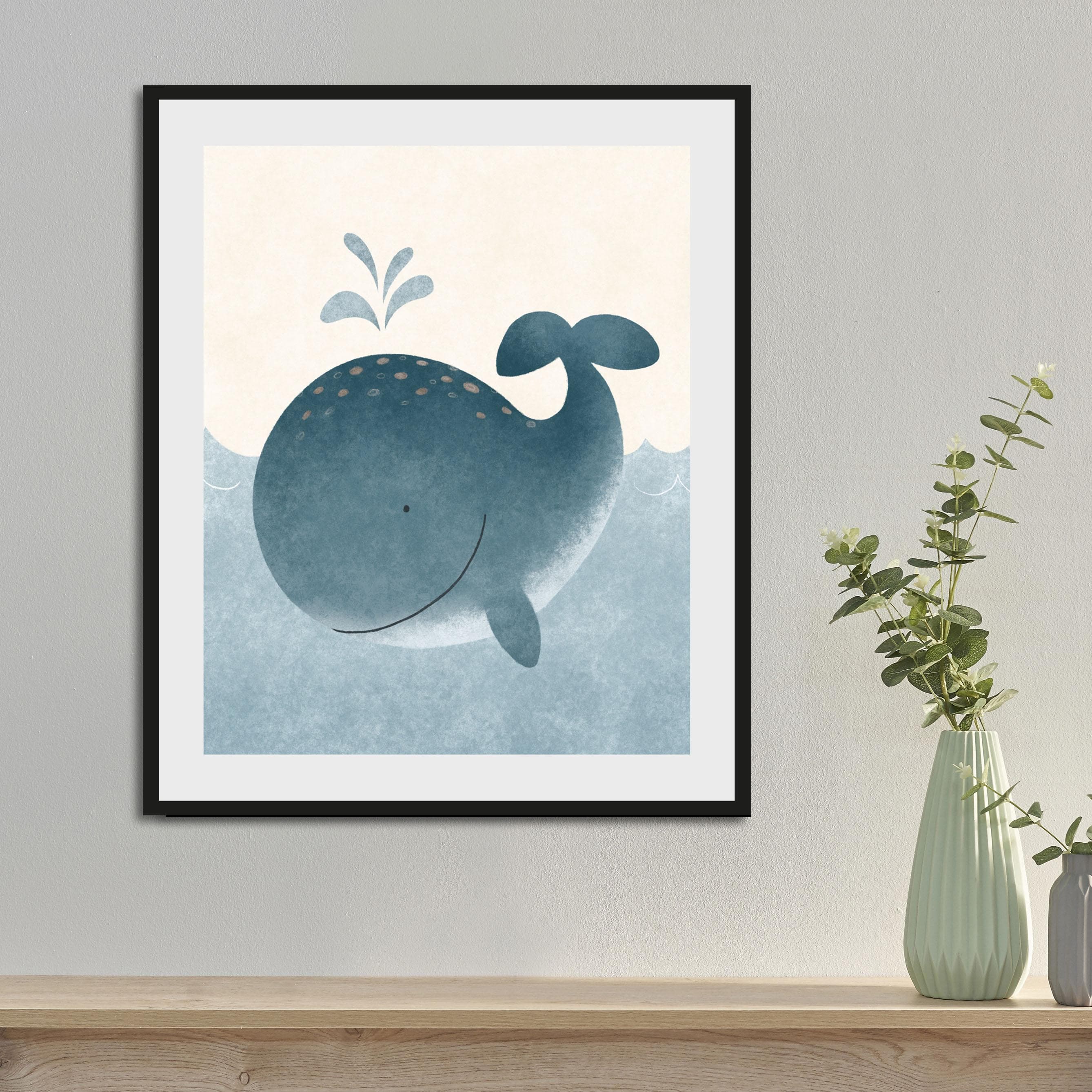 LÜTTENHÜTT Bild Willi Blau Schwarz Gerahmt