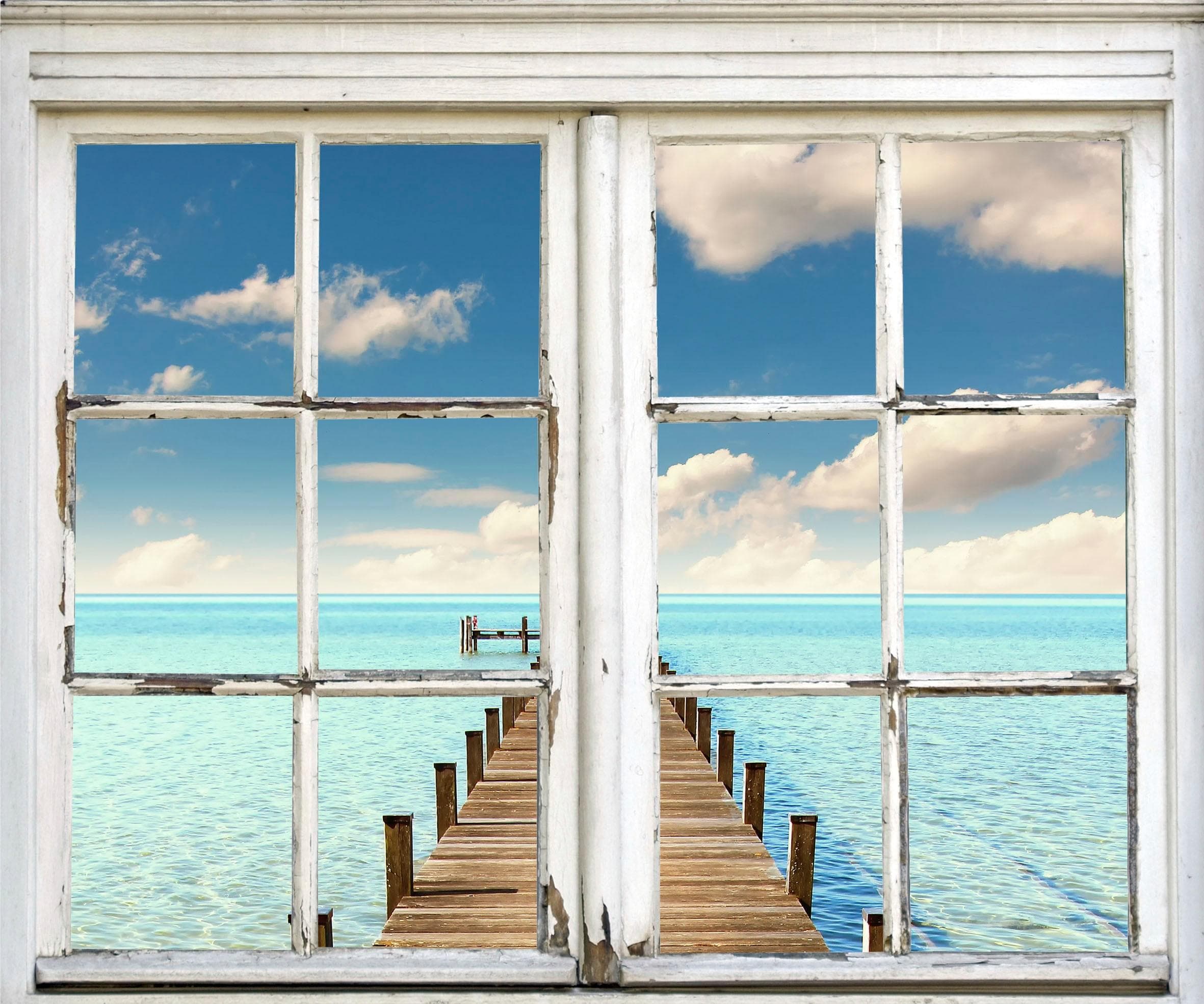 Wandsticker QUEENCE "Steg ins Meer" Blau Wandtattoo