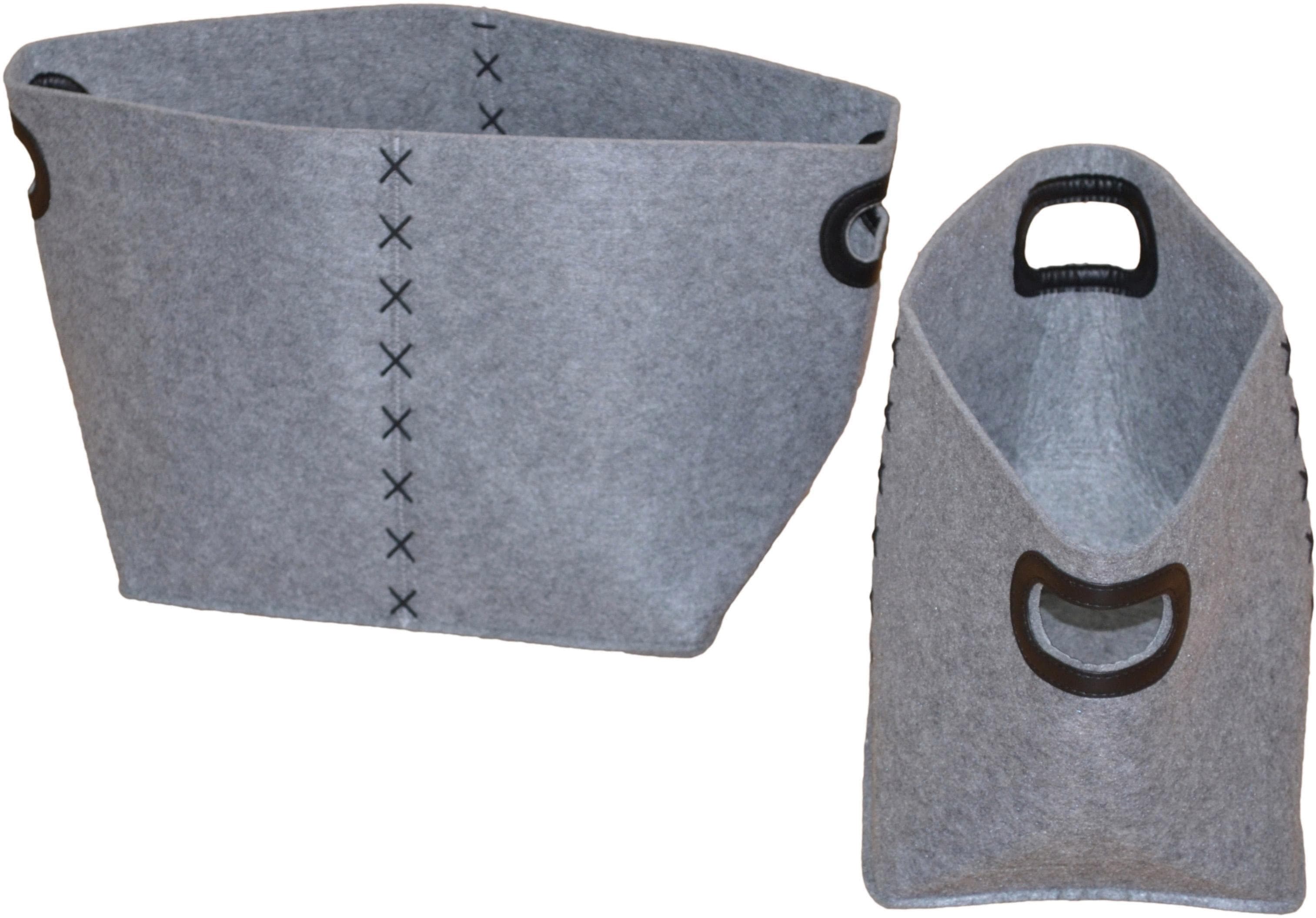 HOFMANN LIVING AND MORE Organizer Aufbewahrungskorb 2-teilig Grau Polyester