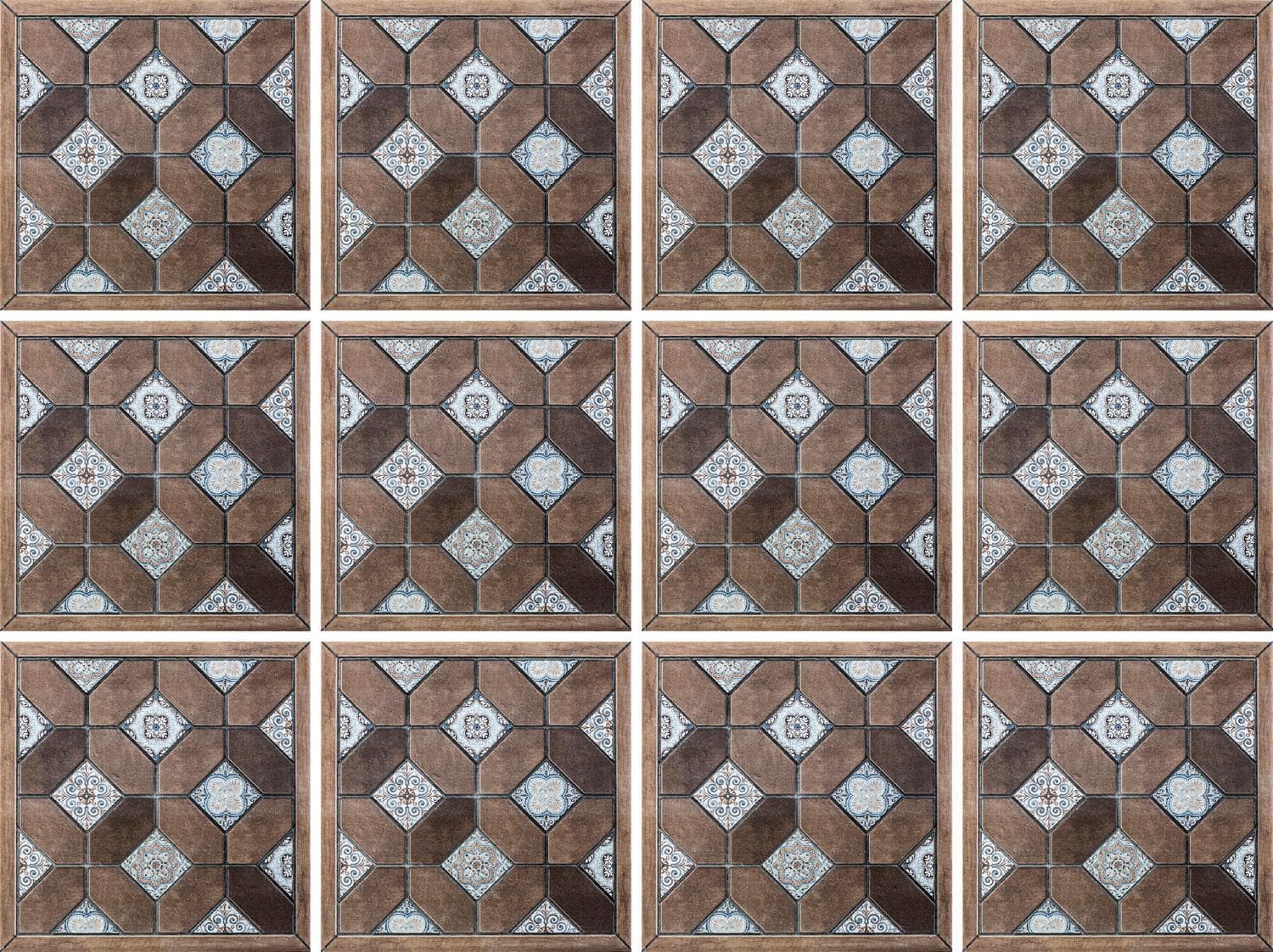 Fliesenaufkleber QUEENCE Mosaik Muster Braun Blau 12er Set