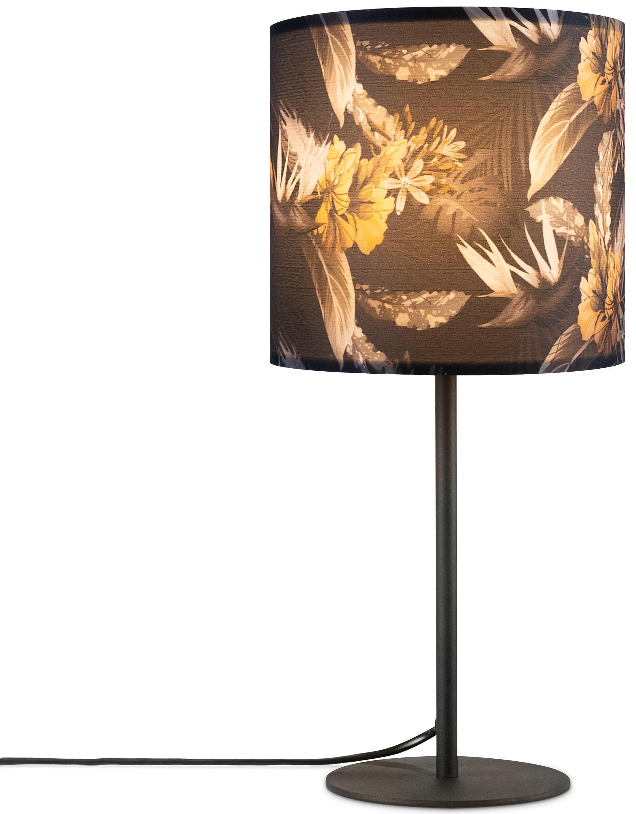 PACO HOME Tischleuchte Luca Flower Schwarz Blumenmuster