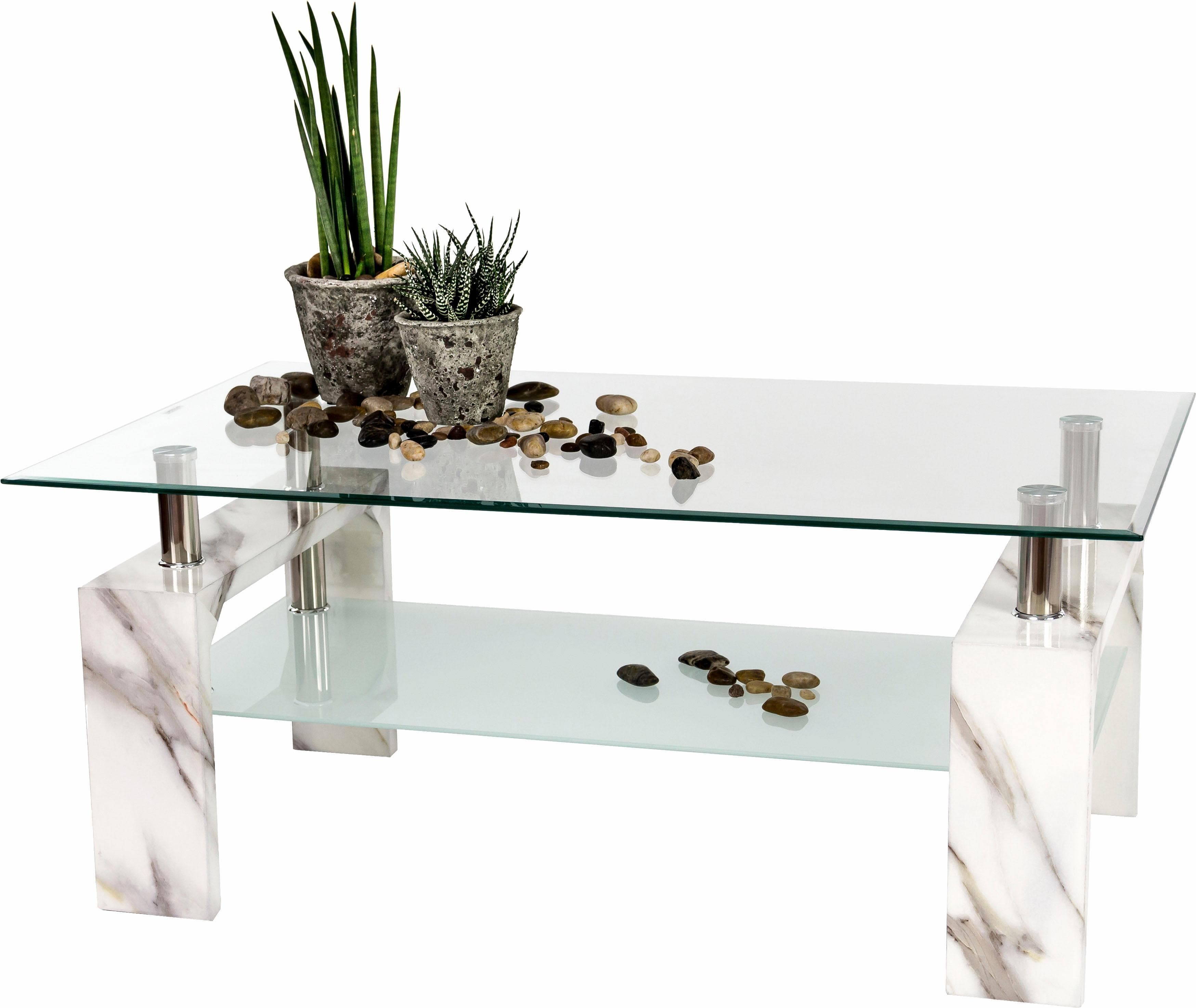 Couchtisch PAROLI Weiß Marmoriert Modern Rechteckig