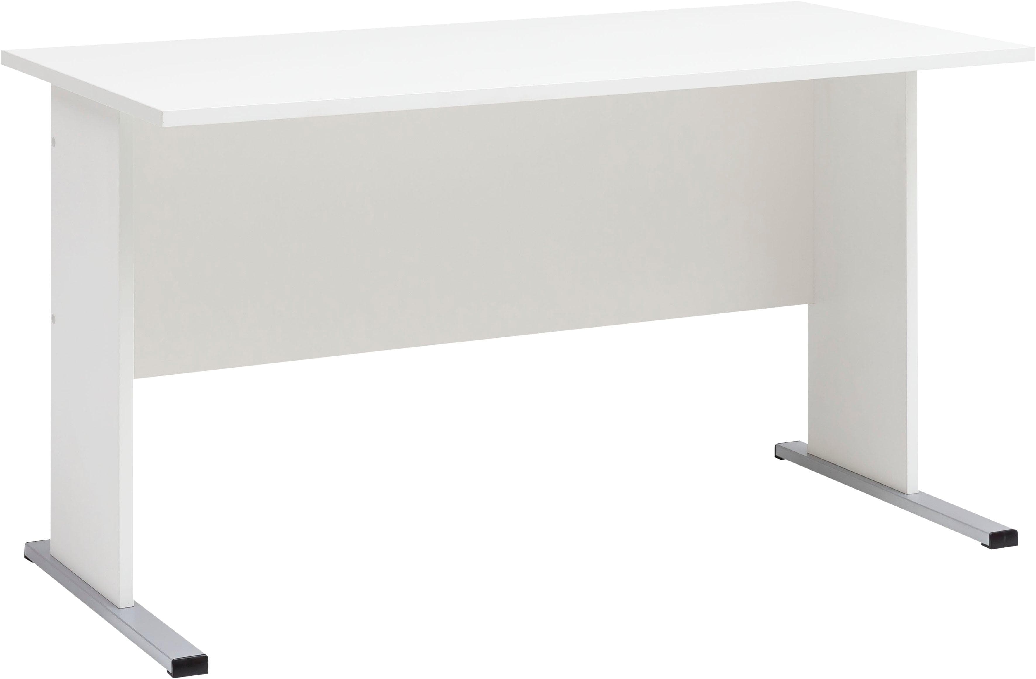 Schildmeyer Schreibtisch Serie 200 Weiß Silber Kufengestell