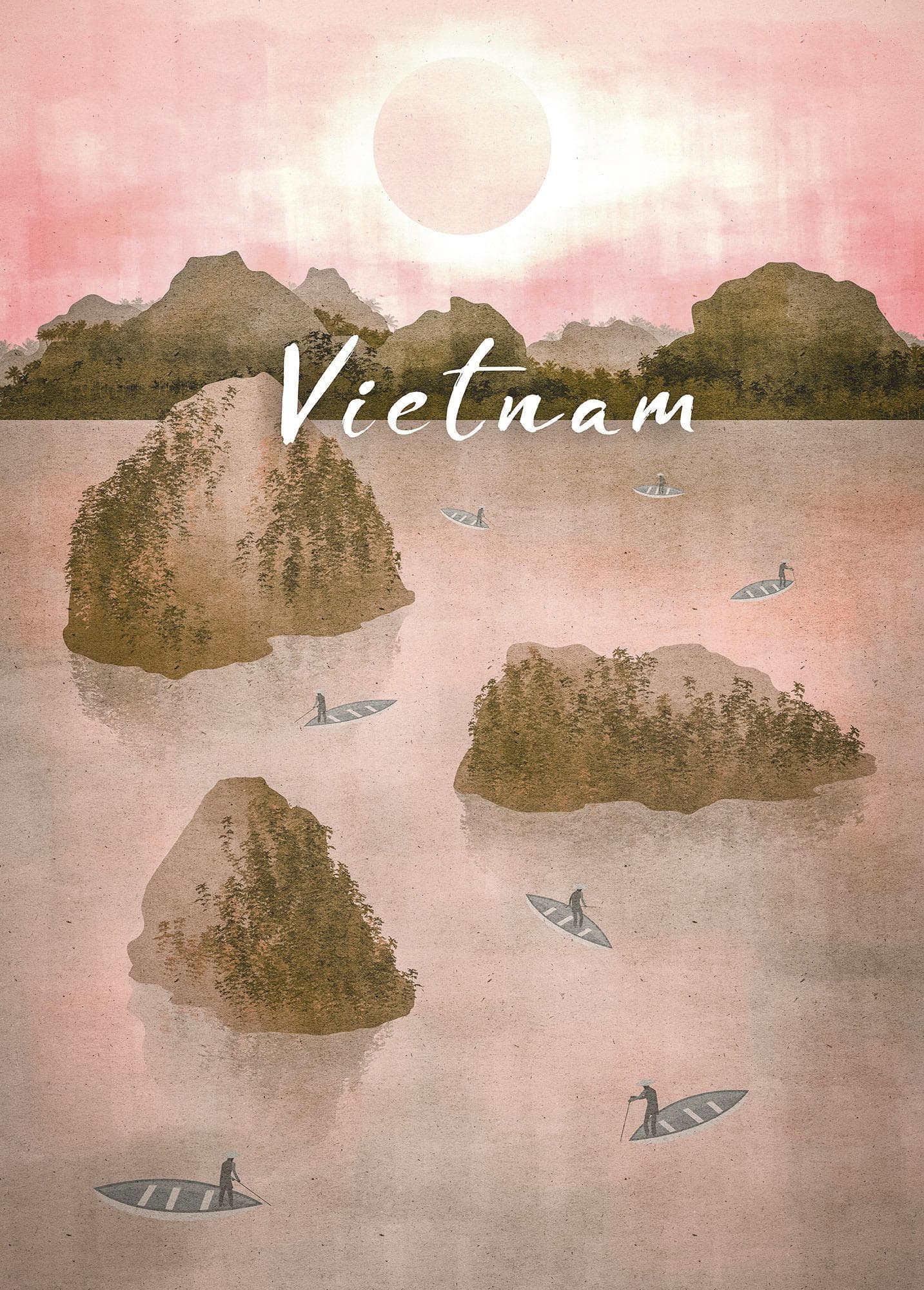 Komar Wandbild Vintage Travel Vietnam Rosa Natur