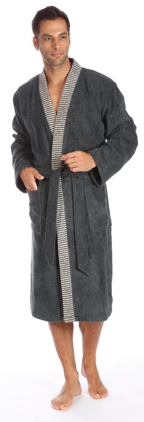 Herrenbademantel Egeria Bruno Anthrazit 100% Baumwolle