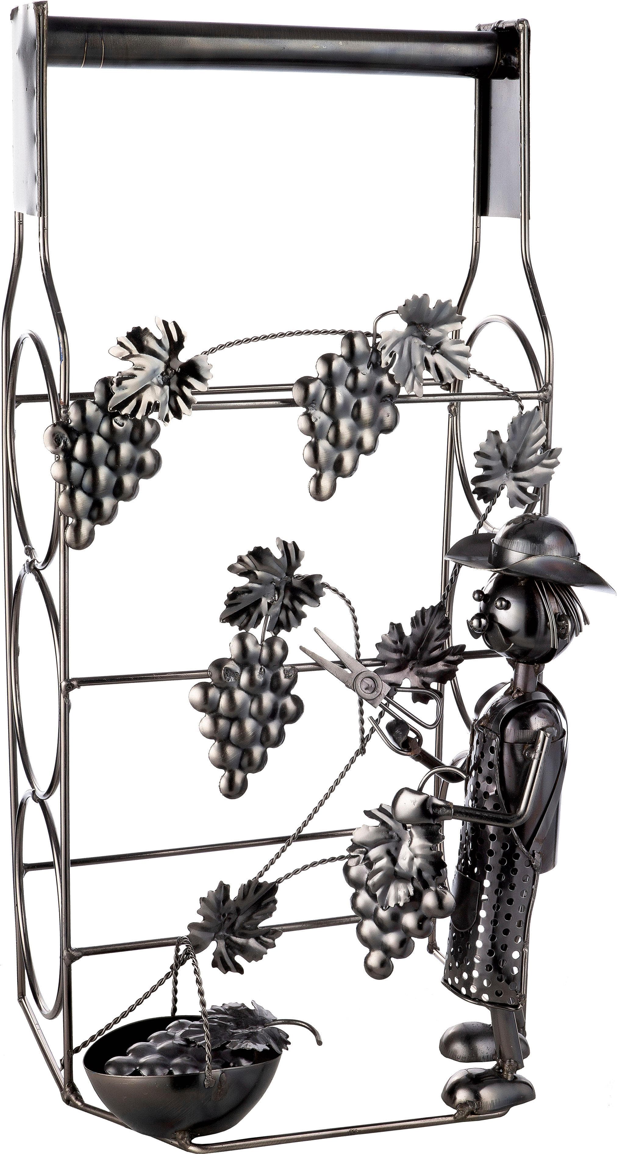 GILDE Flaschenhalter für 3 Flaschen Winzer silber Metall