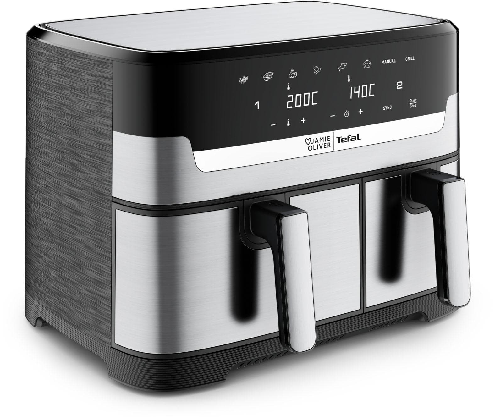 TEFAL Heißluftfritteuse Jamie Oliver by Tefal EY90JDE Dual Easy Fry & Grill Schwarz