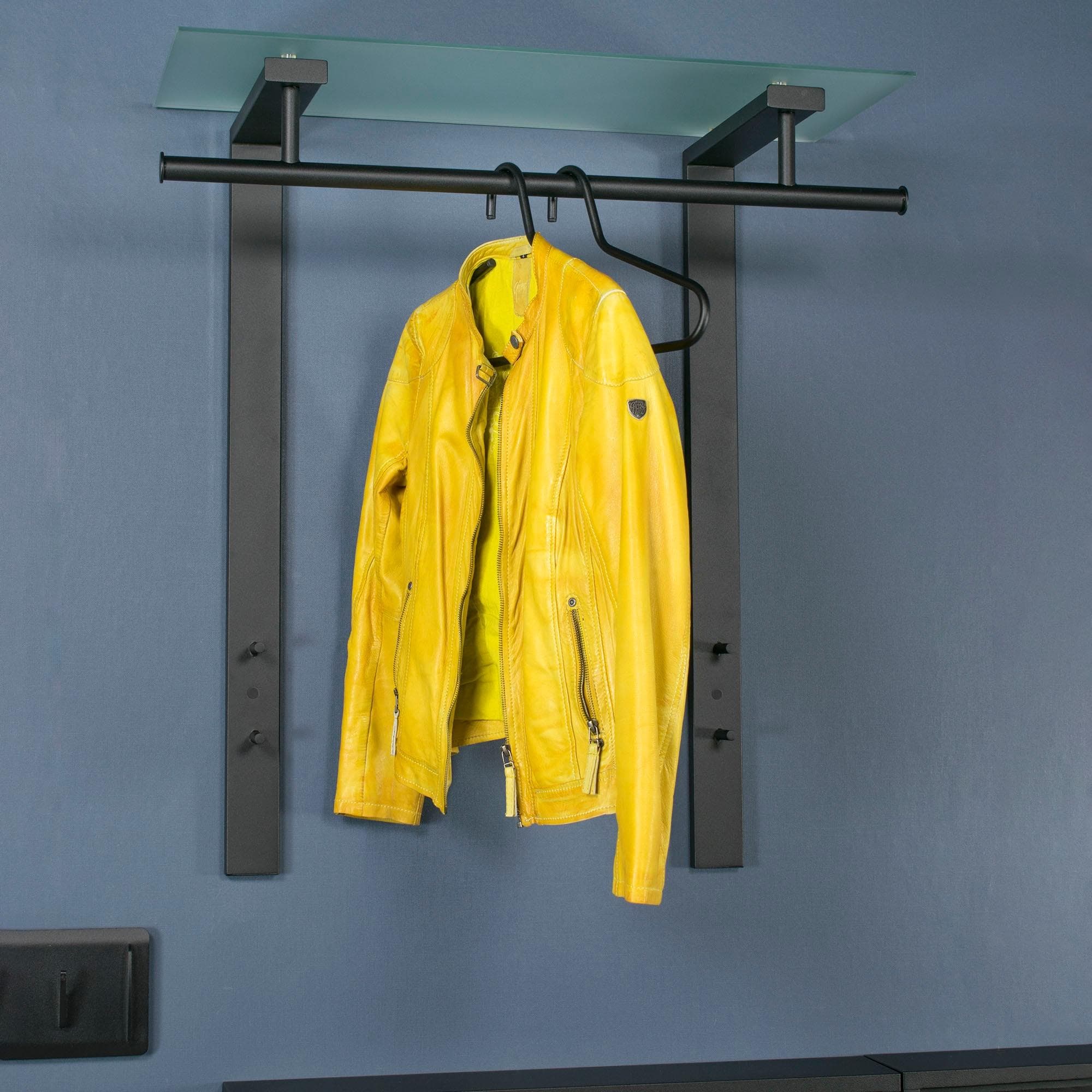 Moderne Garderobenleiste aus Stahl und Glas