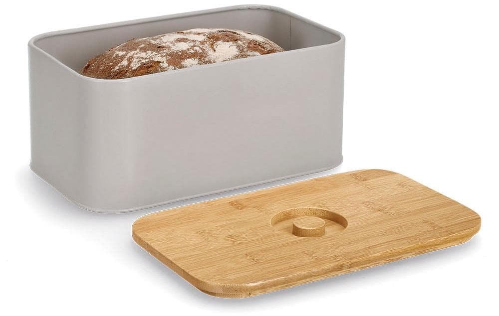 Brotkasten ZELLER PRESENT beige mit Bambusdeckel