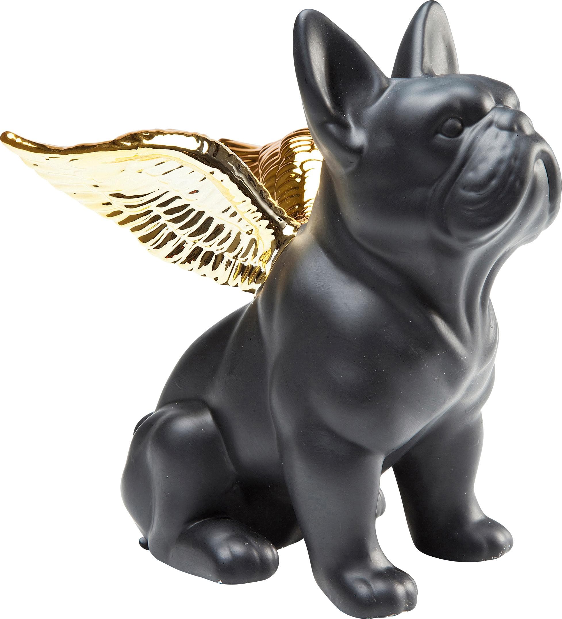 KARE Deko-Figur Sitting Angel Dog Schwarz/Gold Steingut